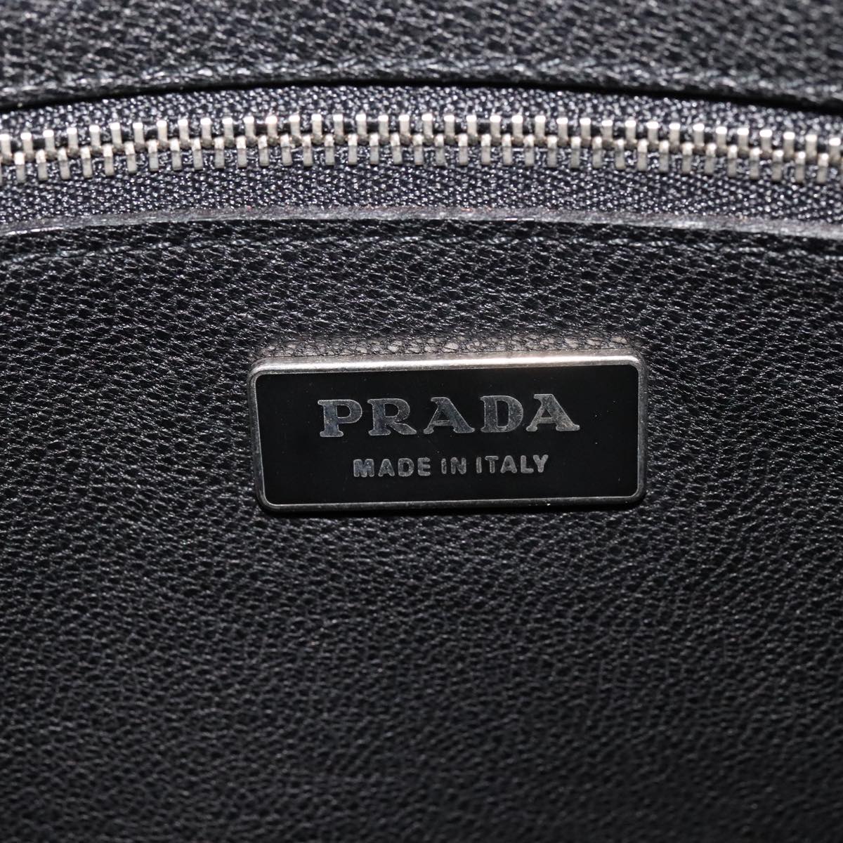 PRADA Clutch Bag Leather Black Auth 93630