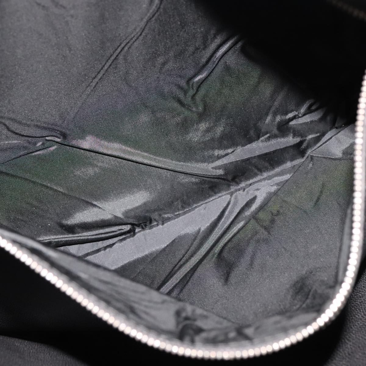 PRADA Clutch Bag Leather Black Auth 93630