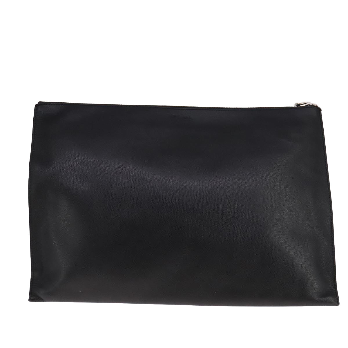 PRADA Clutch Bag Leather Black Auth 93630