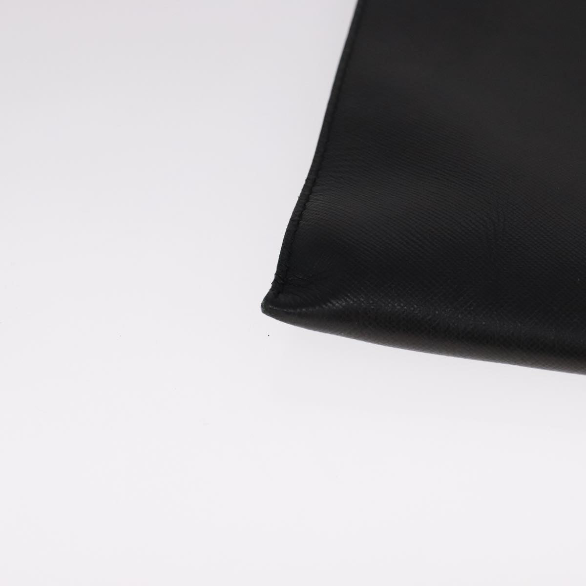 PRADA Clutch Bag Leather Black Auth 93630