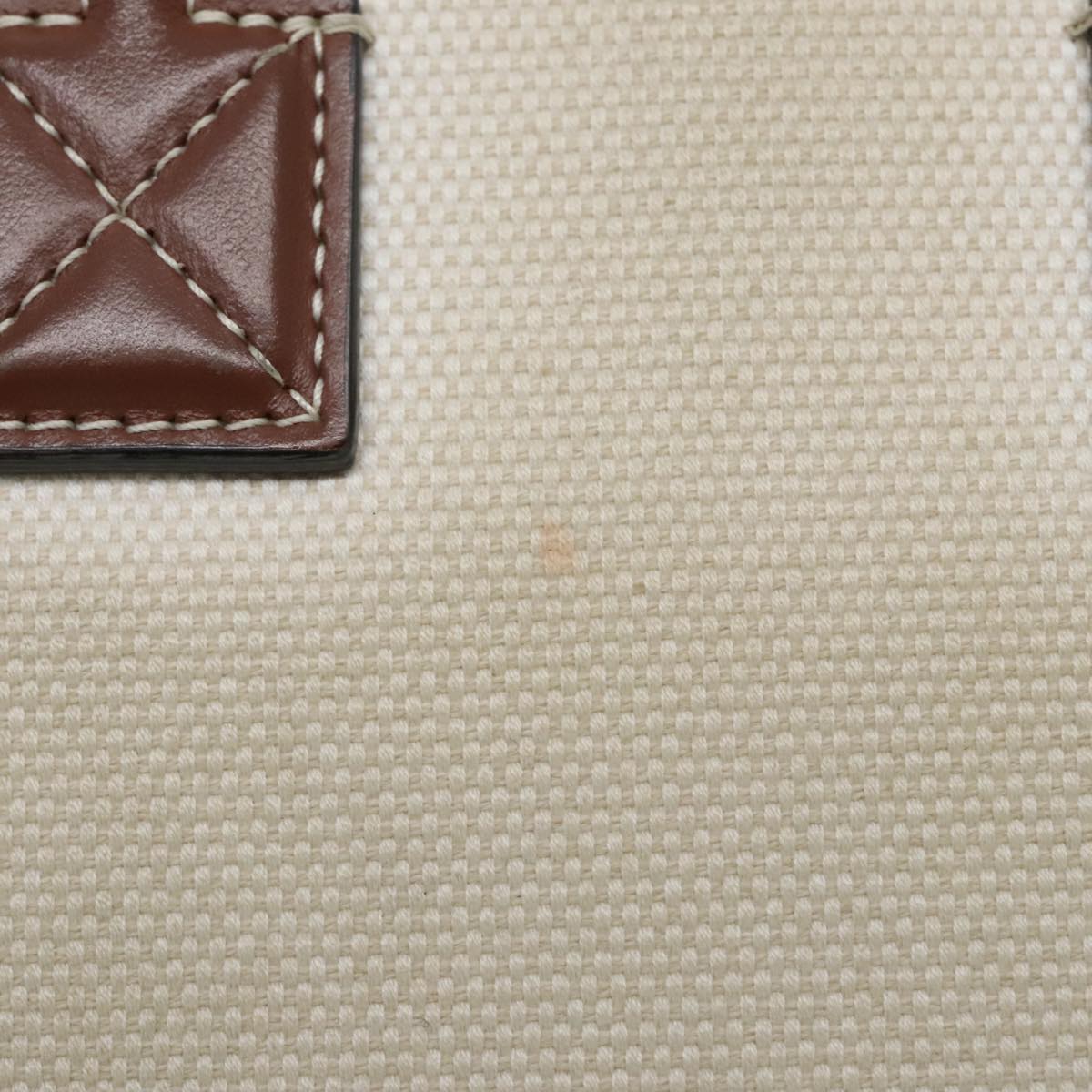 BURBERRY Hand Bag Canvas 2way White Gold Brown Auth 93824V
