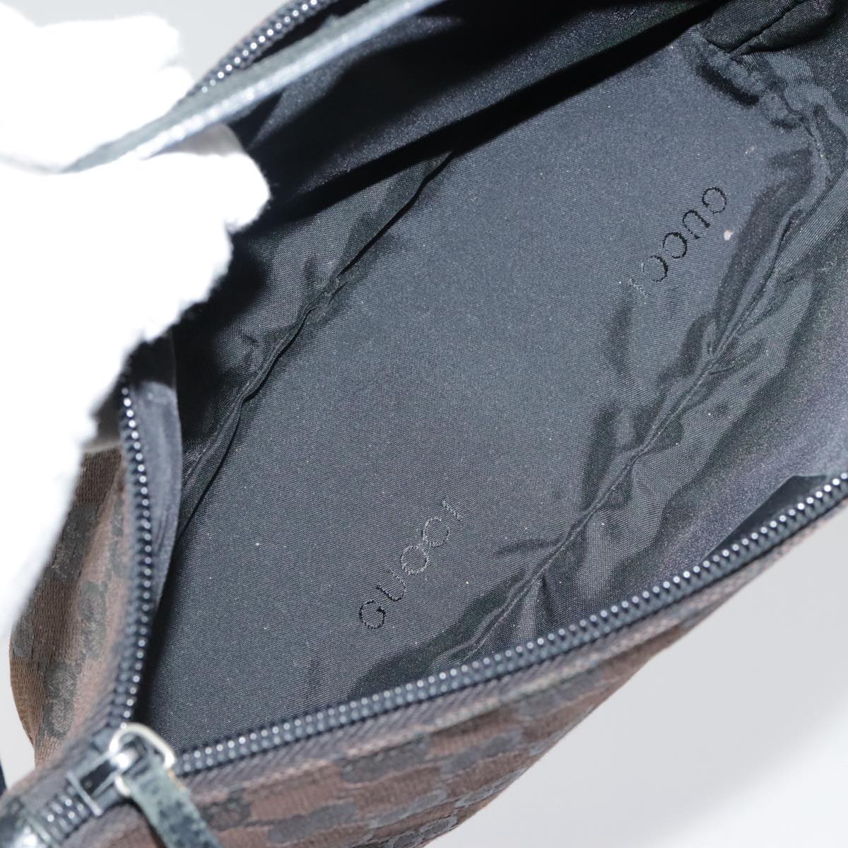 GUCCI GG Canvas Accessory Pouch Black Silver 039 1103 3903 Auth 94046