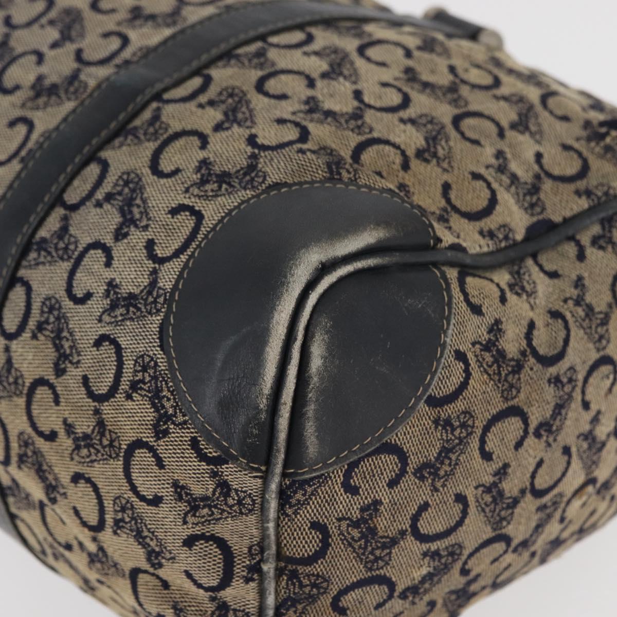 CELINE C Sulky Boston Bag Canvas Navy Gold Auth 94063