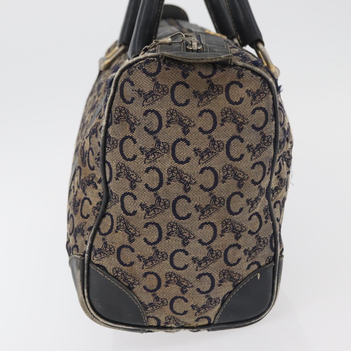 CELINE C Sulky Boston Bag Canvas Navy Gold Auth 94063
