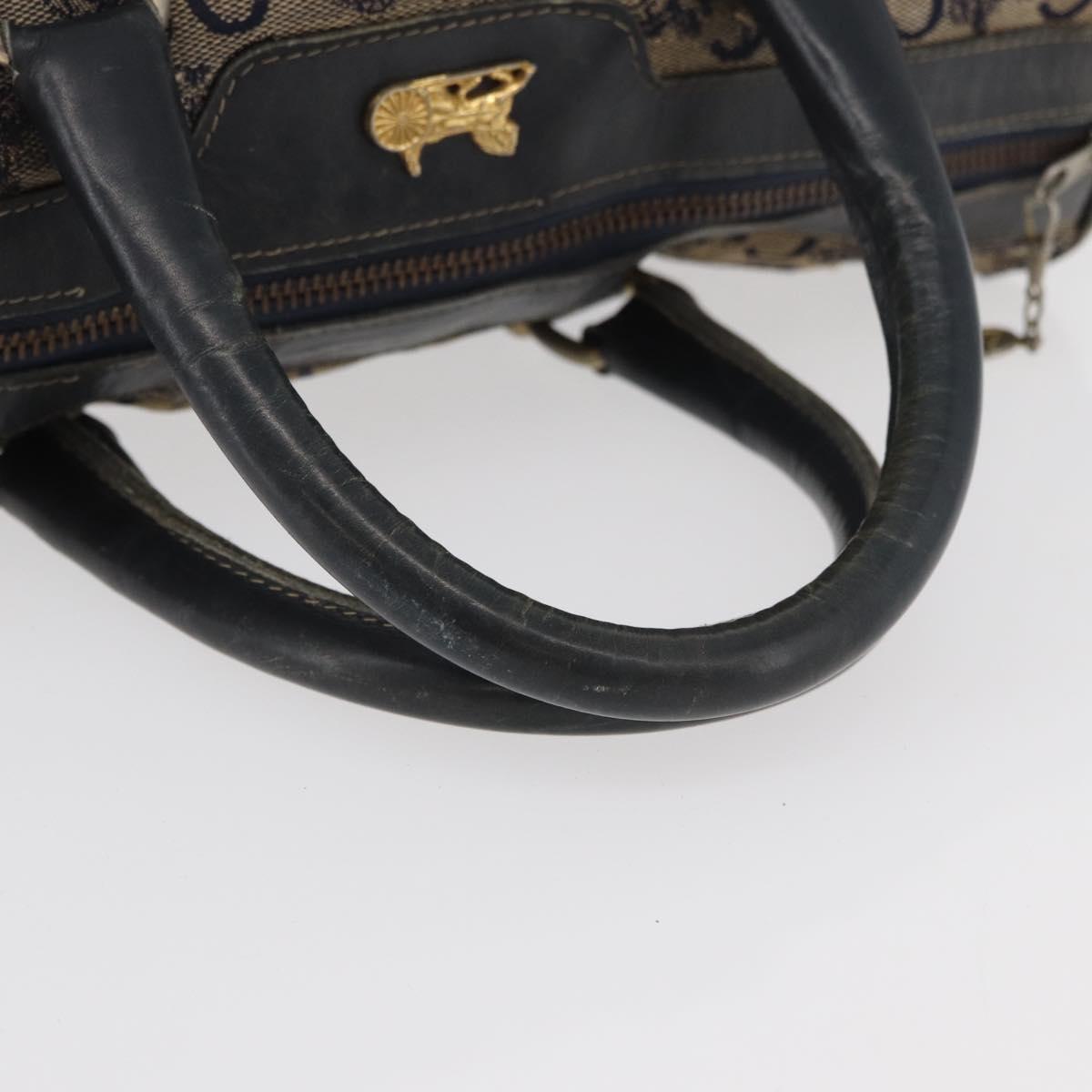 CELINE C Sulky Boston Bag Canvas Navy Gold Auth 94063