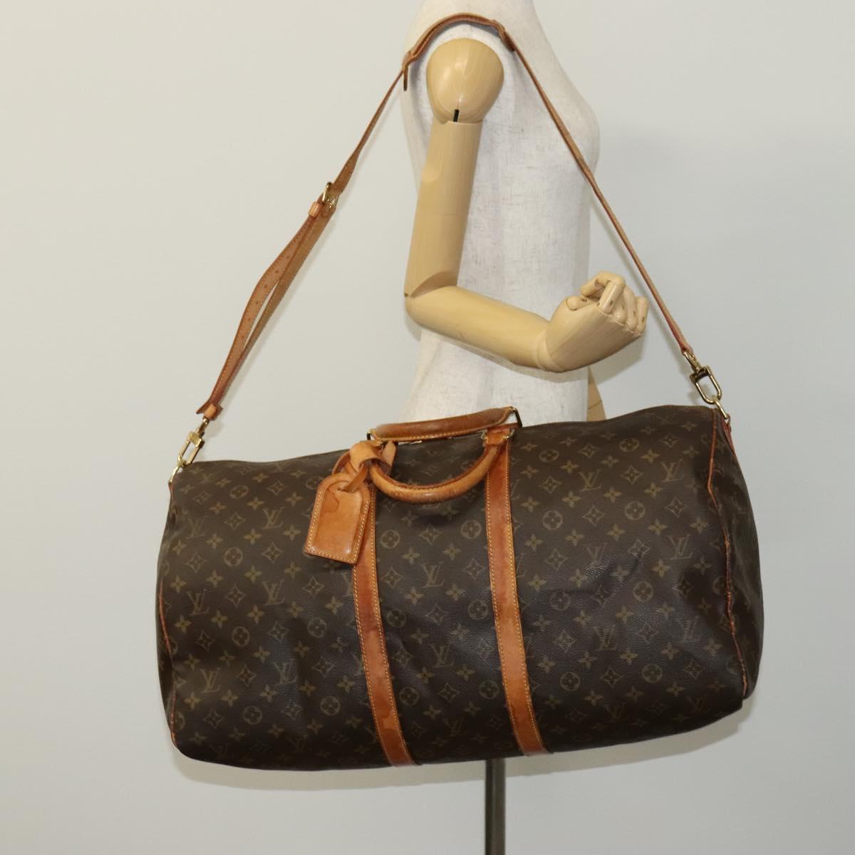 LOUIS VUITTON Monogram Keepall Bandouliere 55 Boston Bag M41414 LV Auth 94151