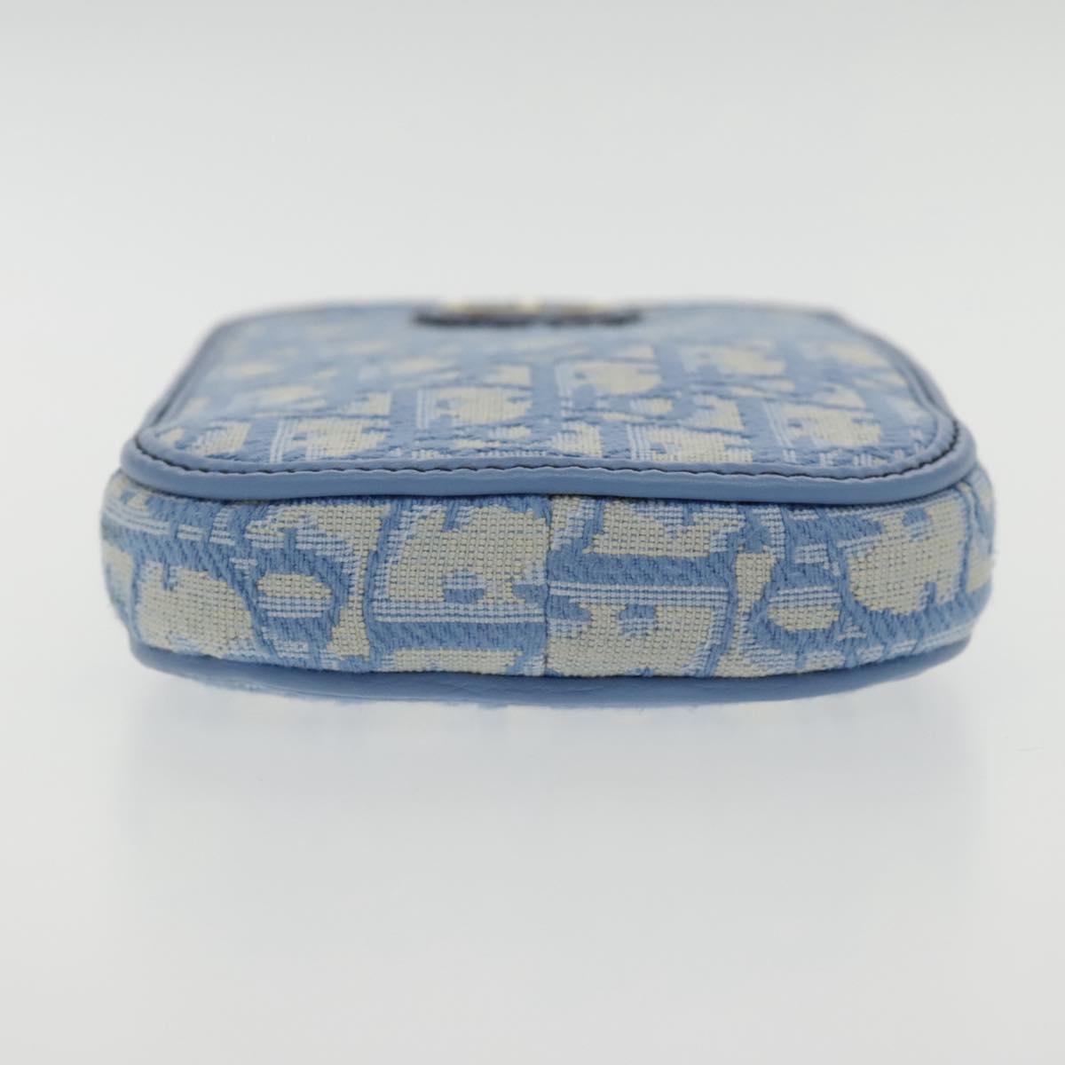 Christian Dior Chain Trotter Canvas Shoulder Bag Blue Gold Auth 94170SAM