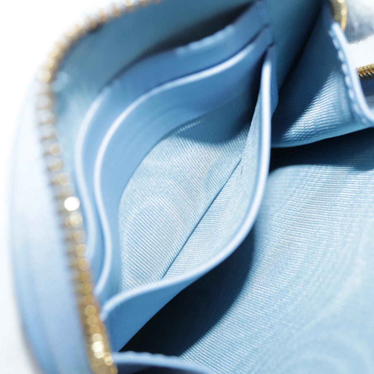 Christian Dior Chain Trotter Canvas Shoulder Bag Blue Gold Auth 94170SAM