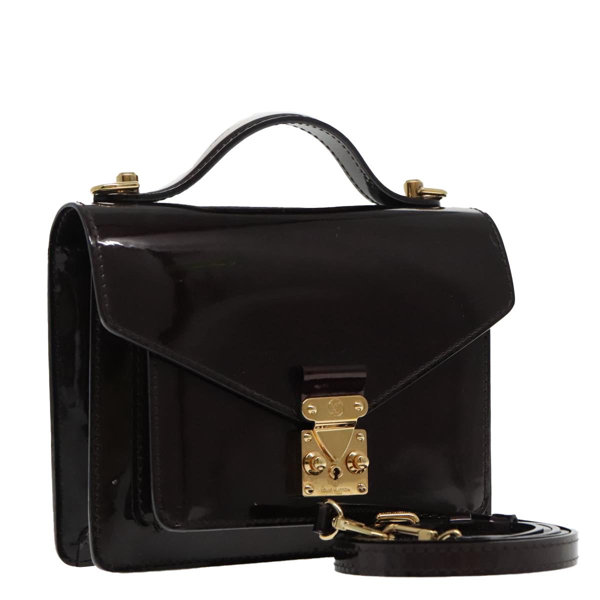 LOUIS VUITTON Monogram Vernis Monceau BB Bag 2way Amarante M91580 LV Auth 94183