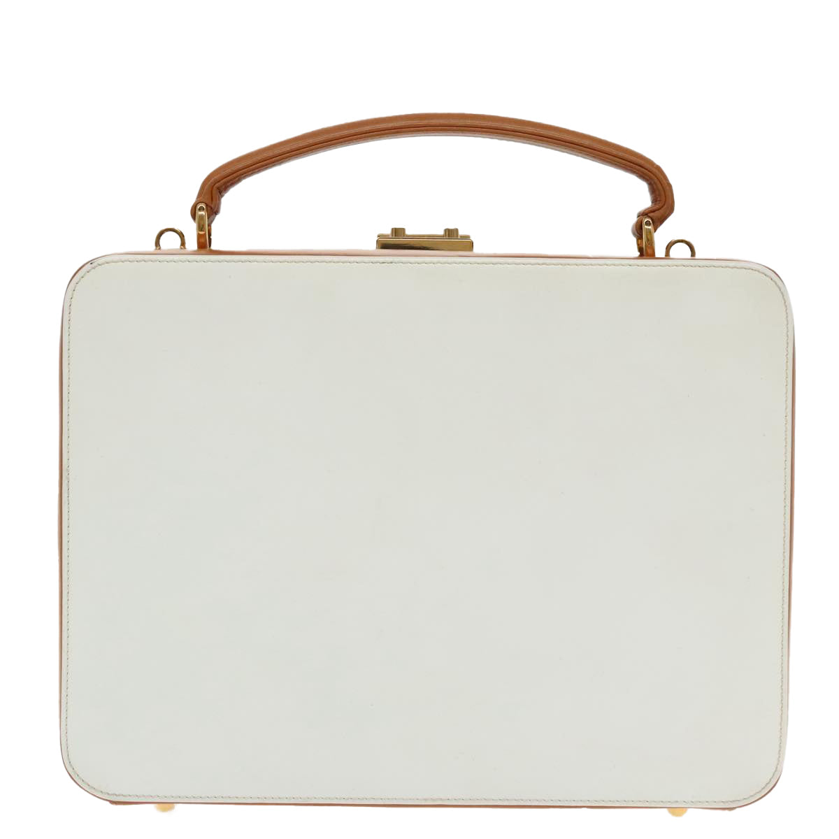 GUCCI Hand Bag Leather 2way Brown White gold Auth 94243