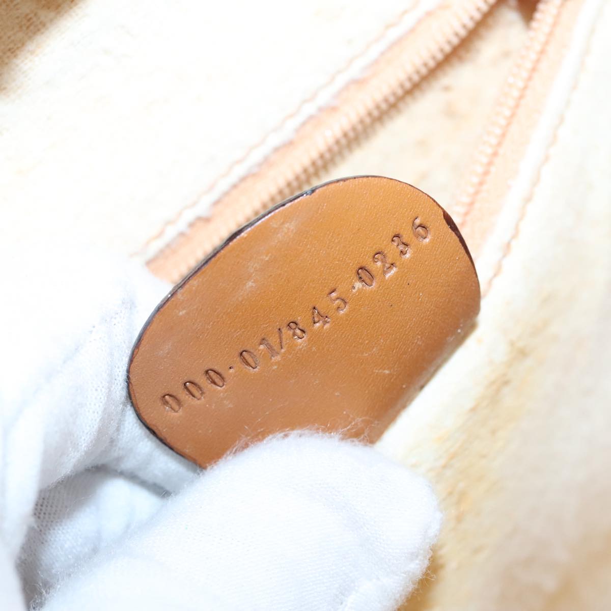 GUCCI Hand Bag Leather 2way Brown White gold Auth 94243