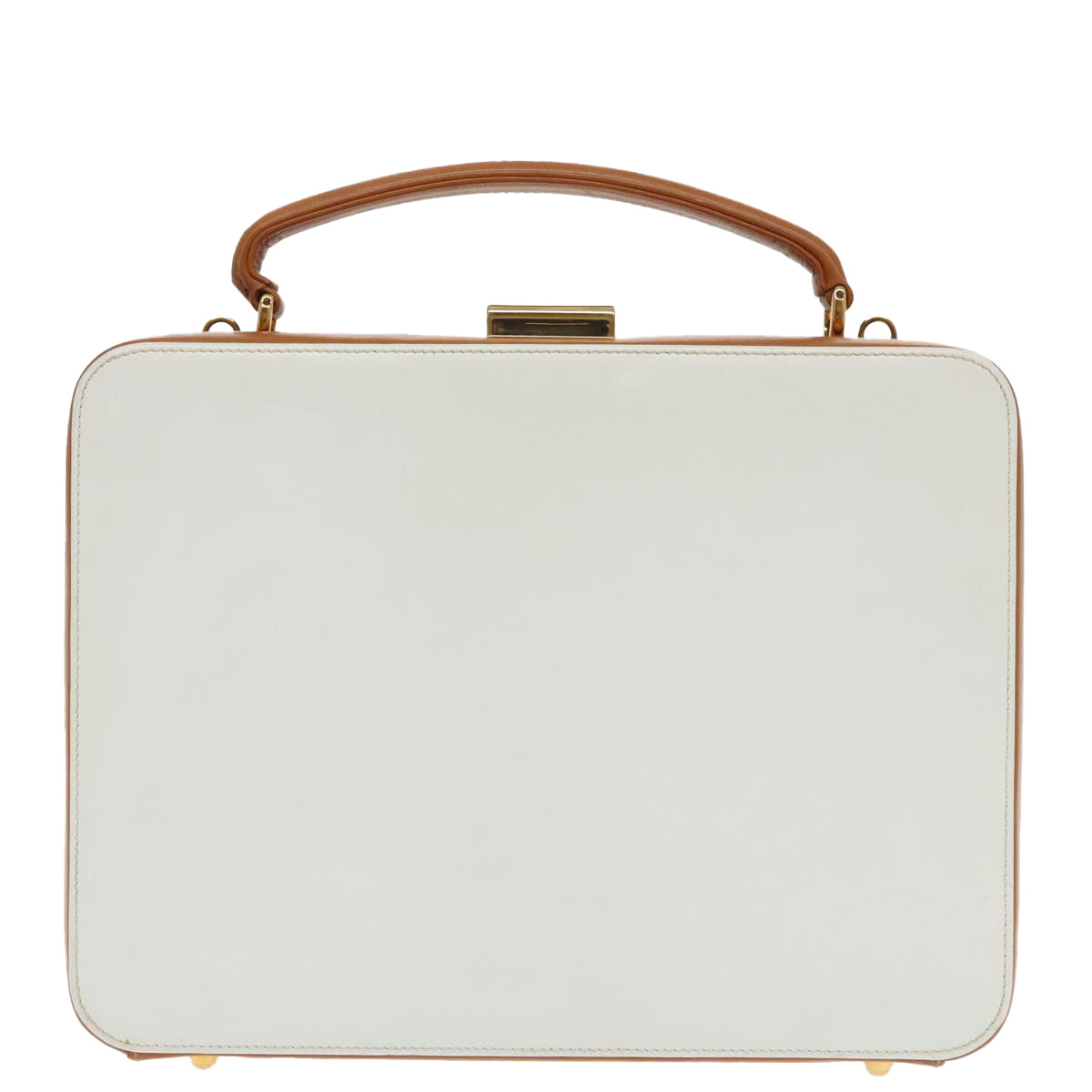 GUCCI Hand Bag Leather 2way Brown White gold Auth 94243