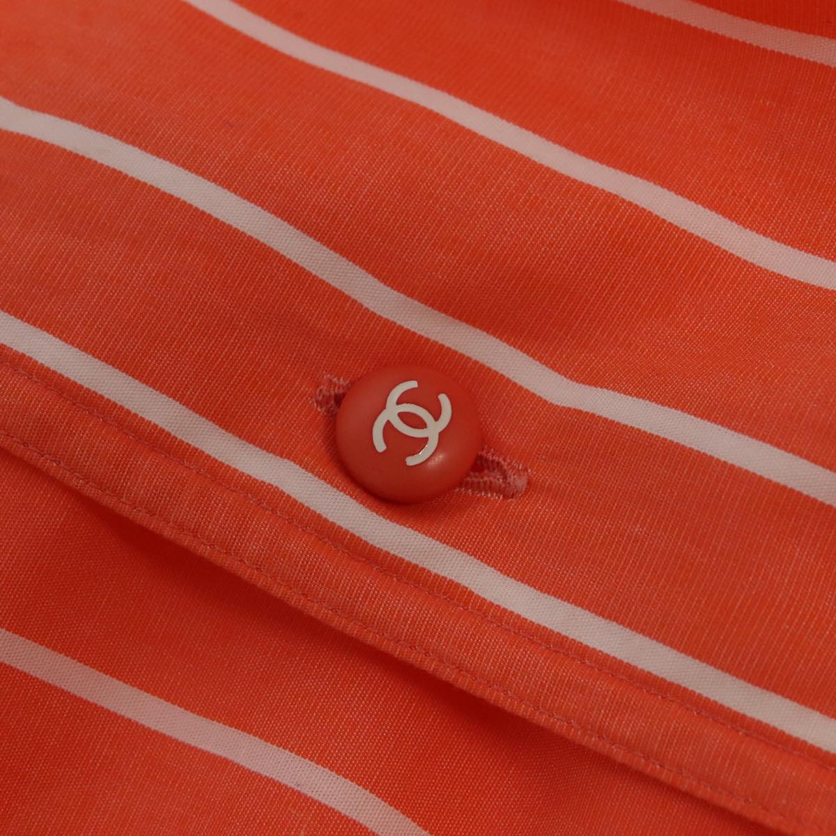 CHANEL Shirt Cotton Orange CC Auth 94245AM