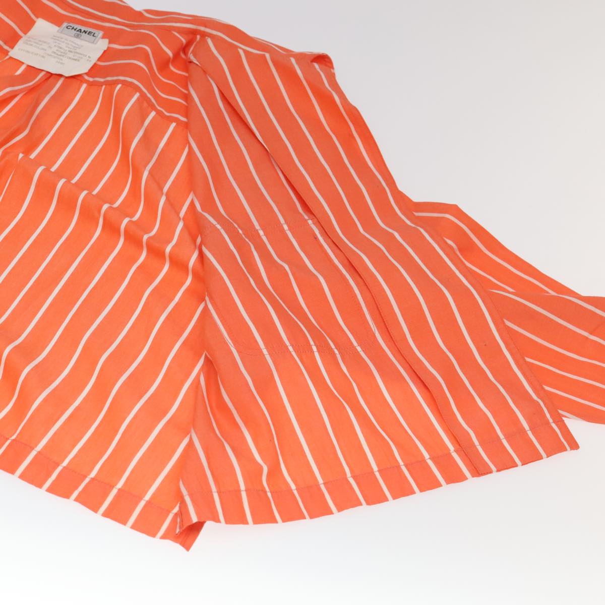 CHANEL Shirt Cotton Orange CC Auth 94245AM