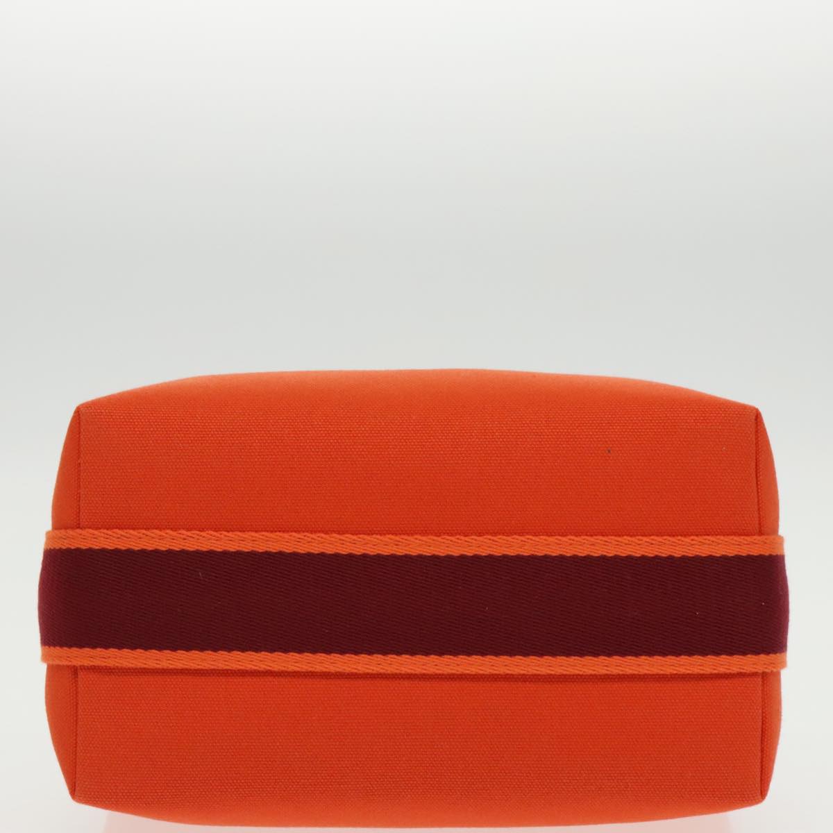 HERMES Pouch Cotton Orange Silver Auth 94262SM