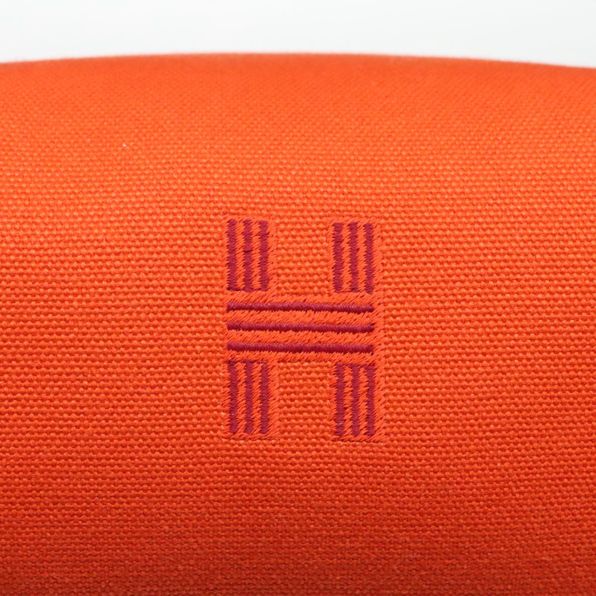 HERMES Pouch Cotton Orange Silver Auth 94262SM