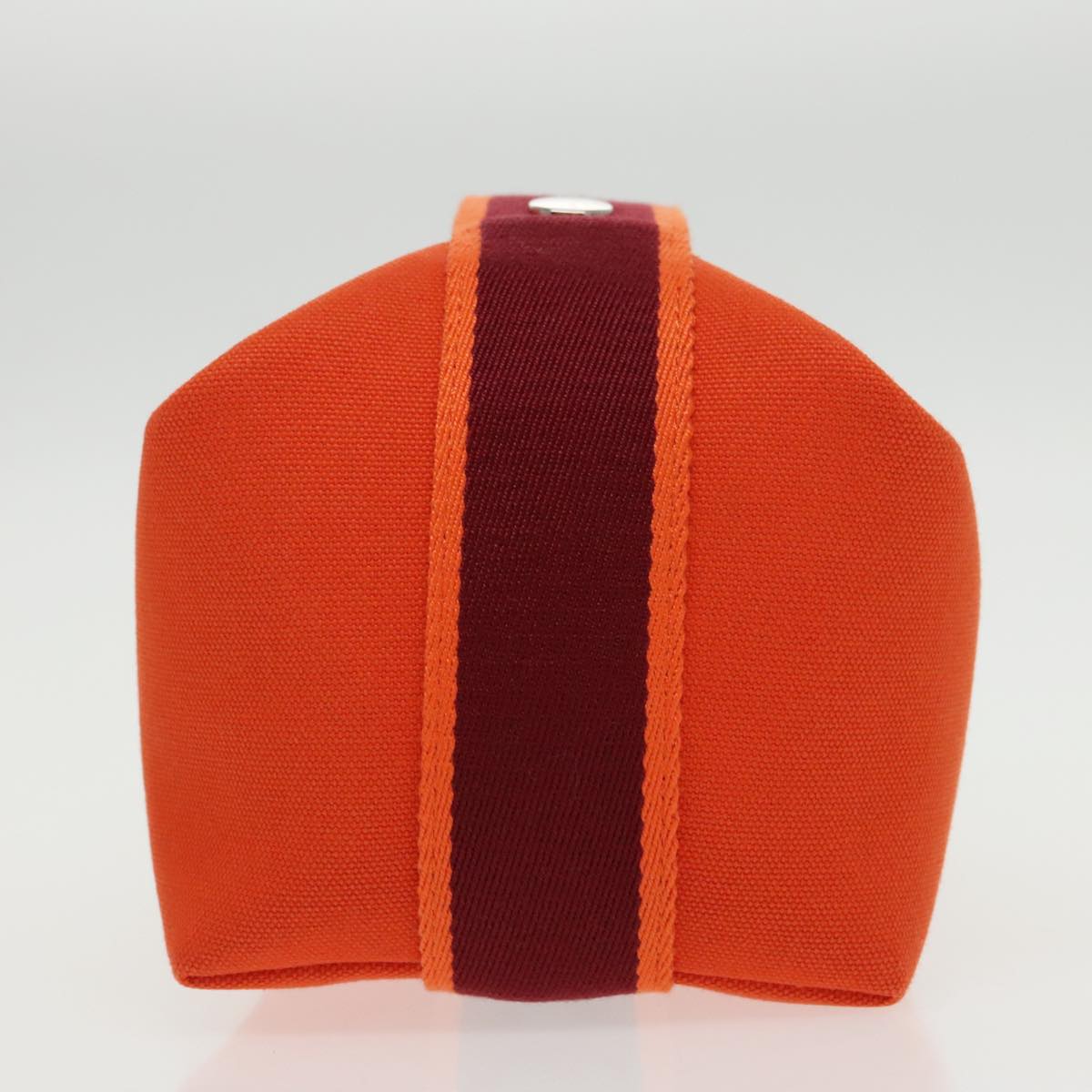 HERMES Pouch Cotton Orange Silver Auth 94262SM