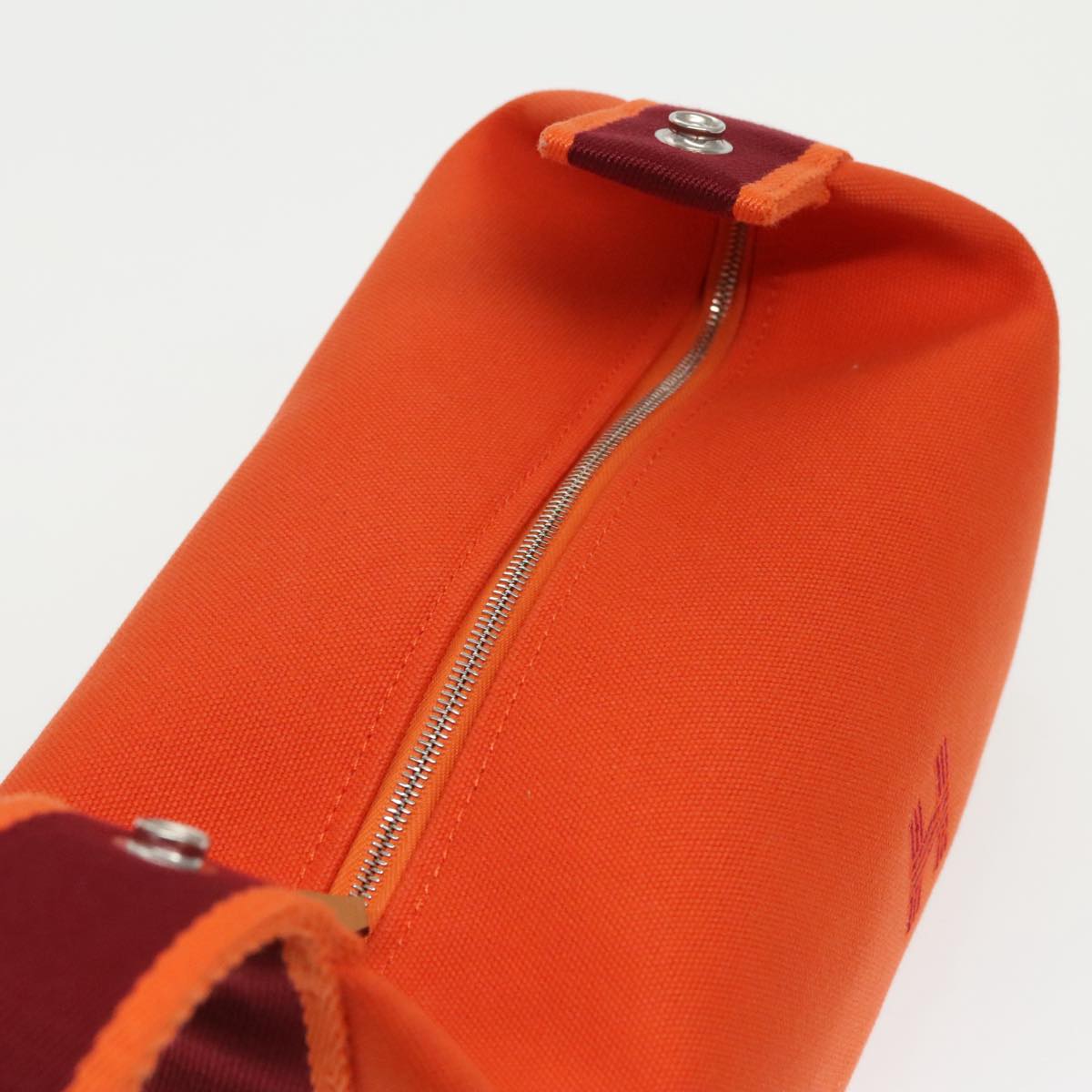 HERMES Pouch Cotton Orange Silver Auth 94262SM