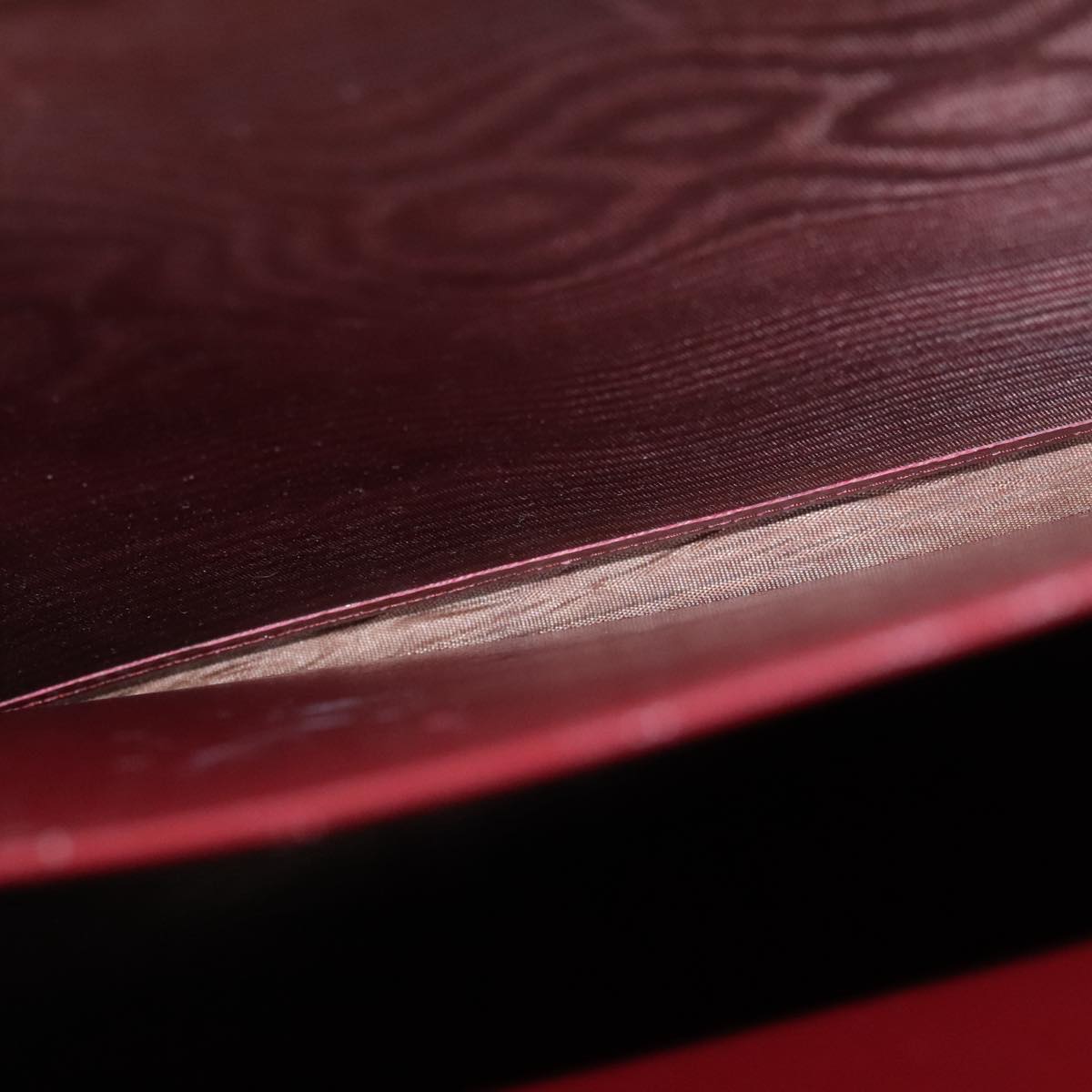 CARTIER Attache Case Suede Leather Bordeaux Gold Auth 94309