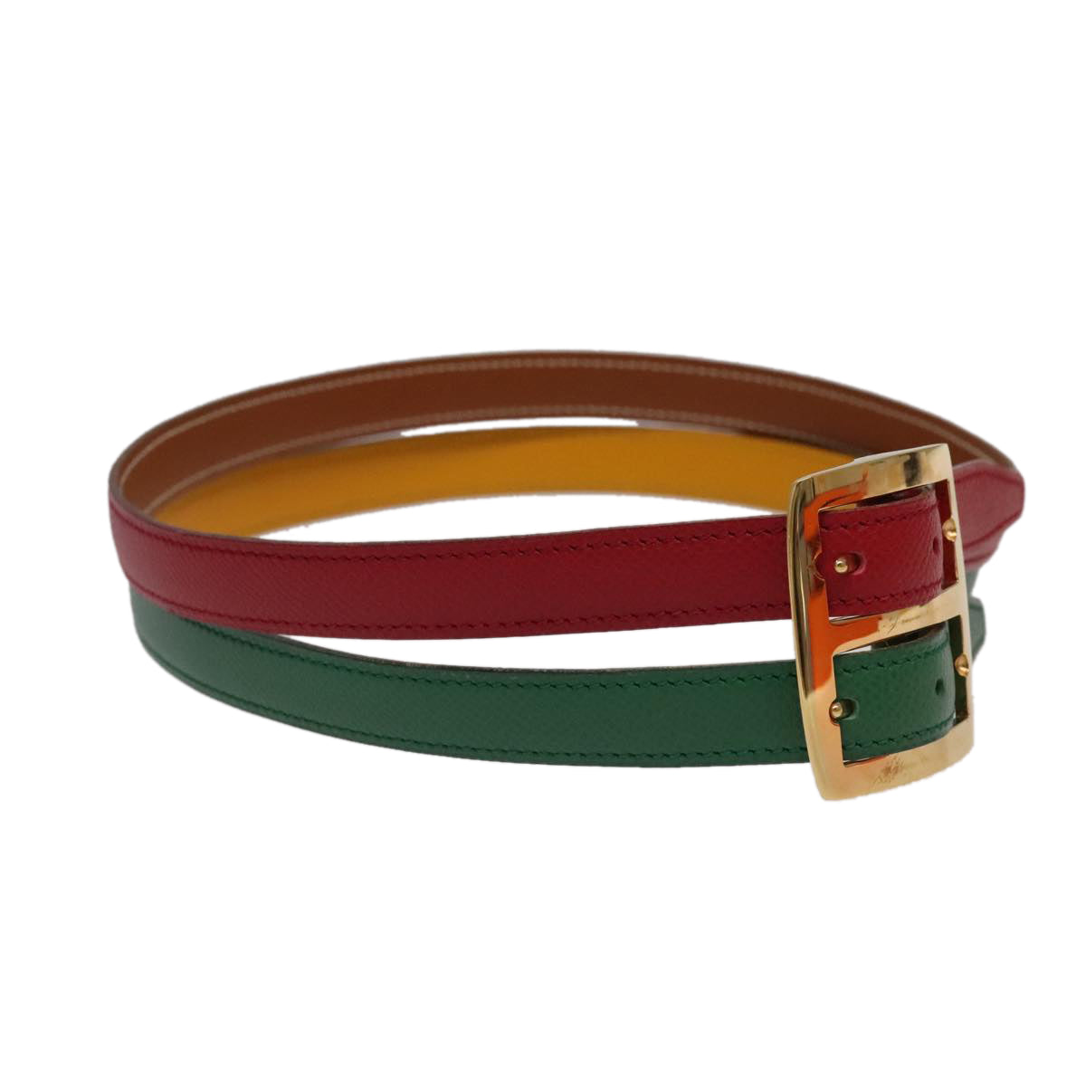 HERMES Belt Leather 28.3"""""""""""""""" Multicolor Gold Auth 94310