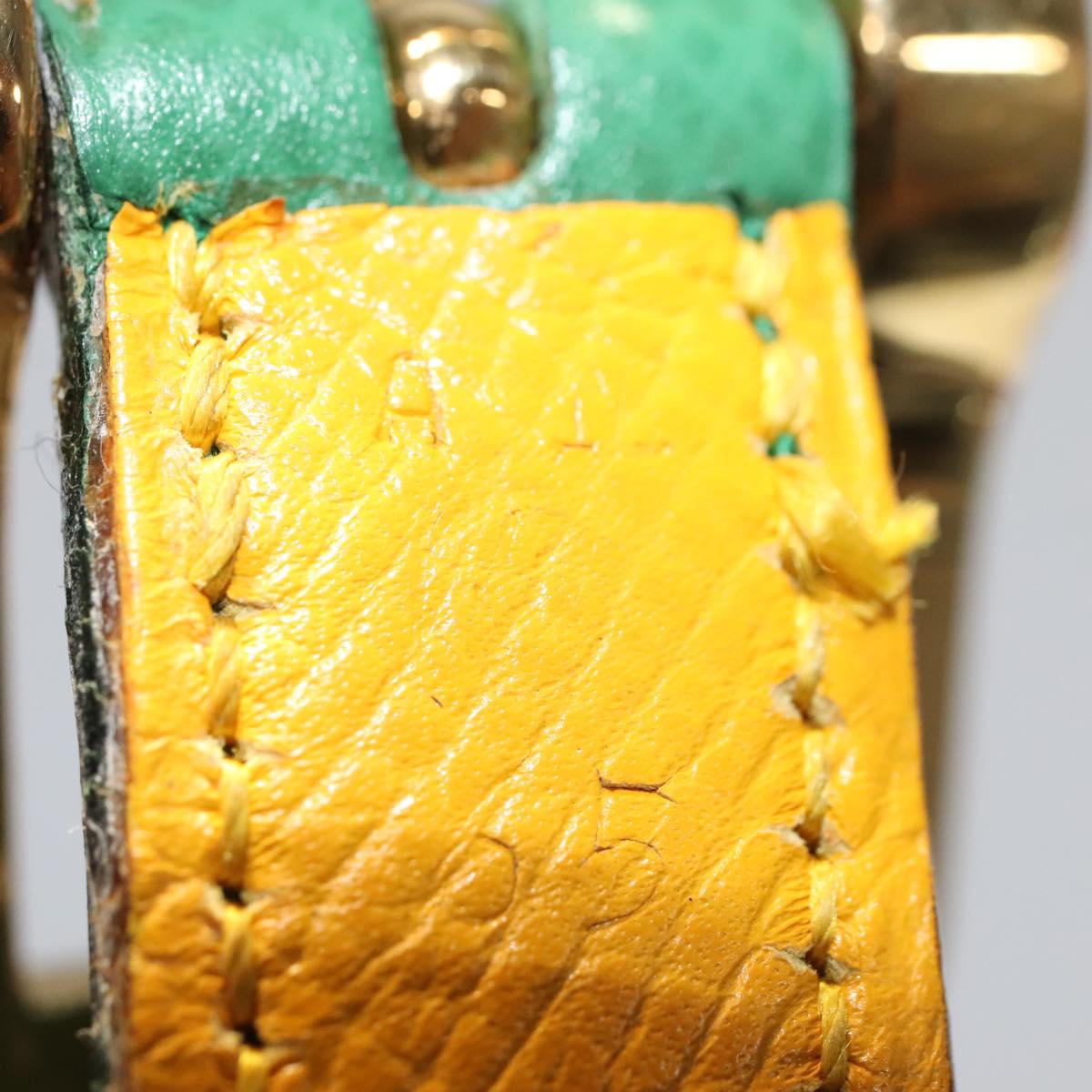 HERMES Belt Leather 28.3"""""""""""""""" Multicolor Gold Auth 94310