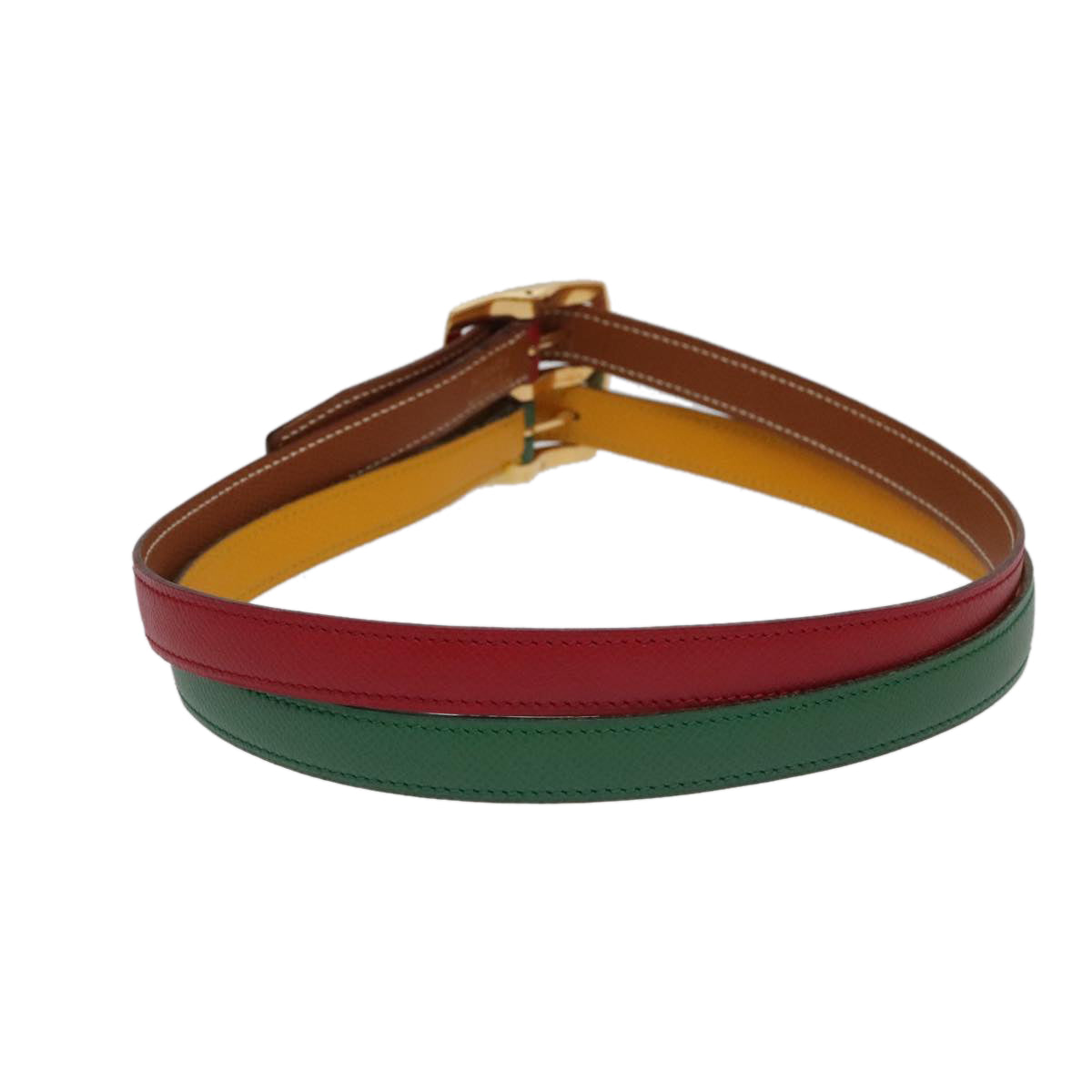 HERMES Belt Leather 28.3"""""""""""""""" Multicolor Gold Auth 94310