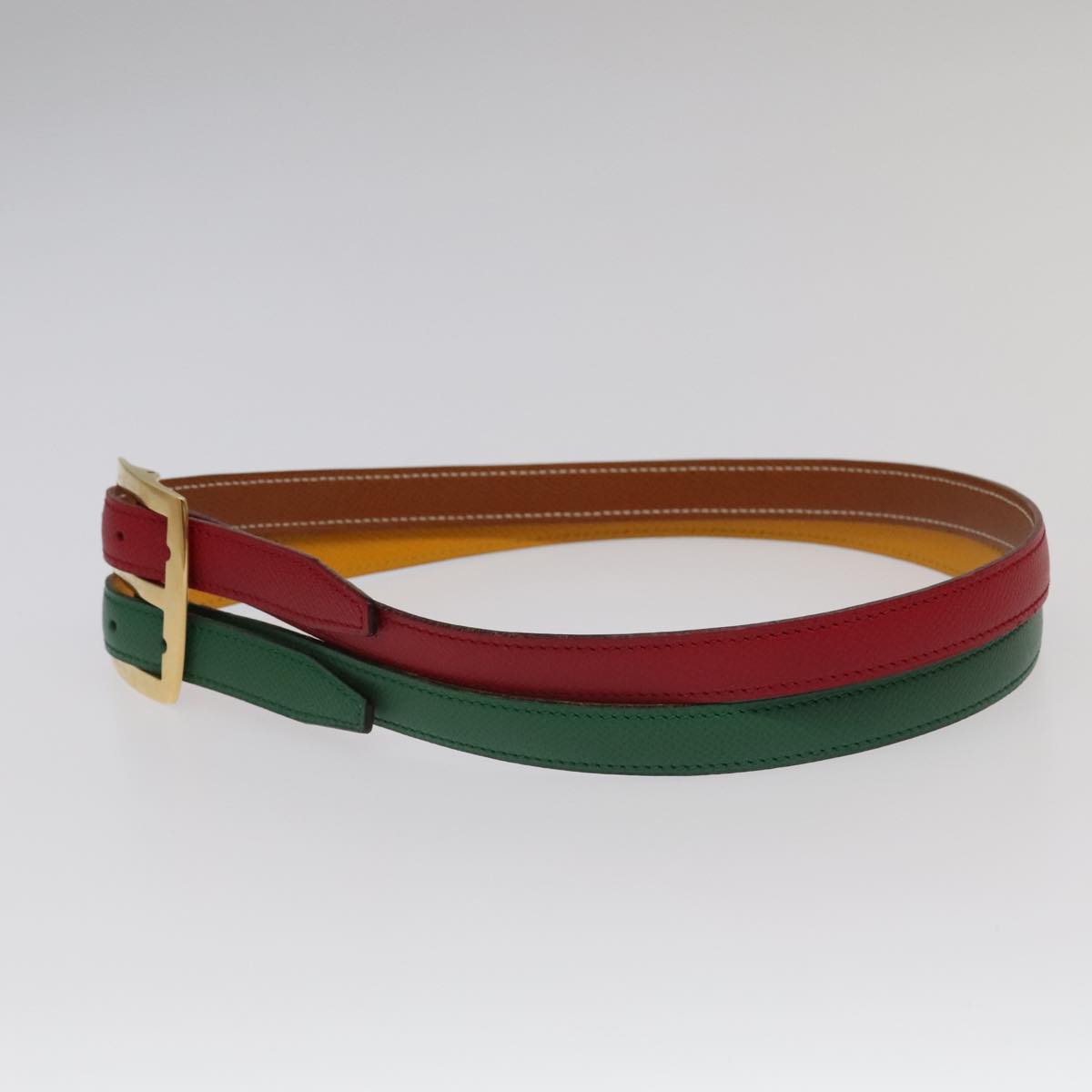HERMES Belt Leather 28.3"""""""""""""""" Multicolor Gold Auth 94310