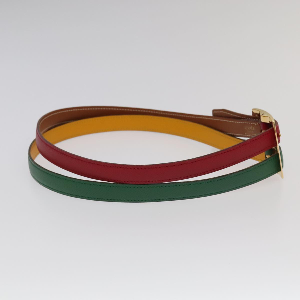 HERMES Belt Leather 28.3"""""""""""""""" Multicolor Gold Auth 94310