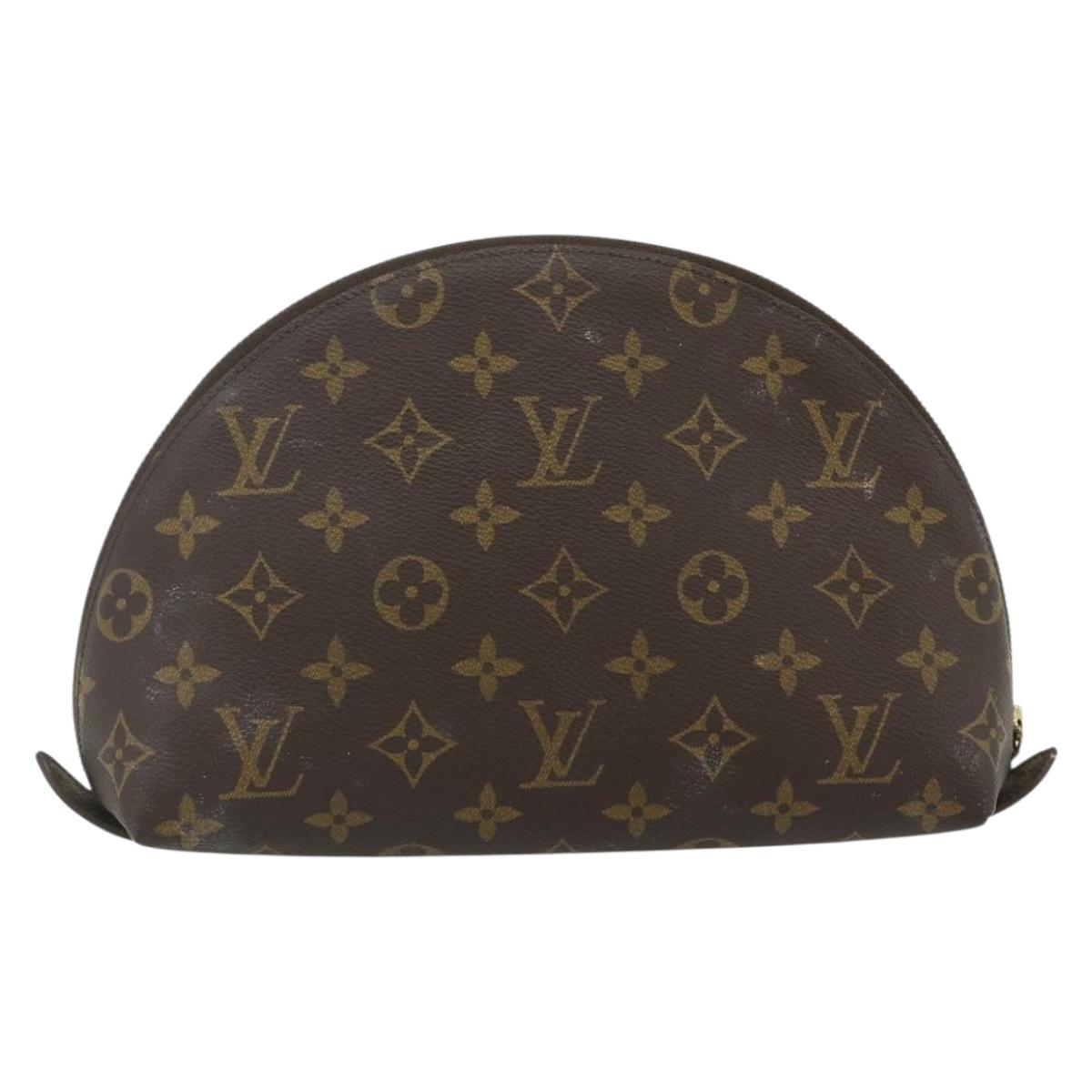 LOUIS VUITTON Monogram Trousse Demi Ronde Cosmetic Pouch M47520 LV Auth 94328