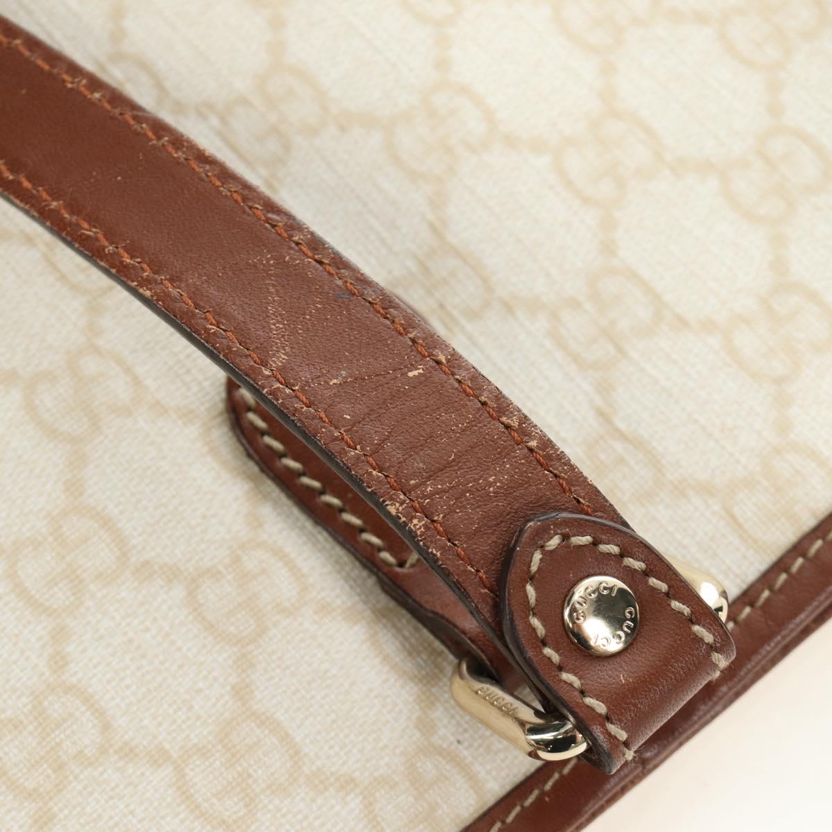 GUCCI GG Supreme Tote Bag PVC Leather Gold White 189896 Auth 94448