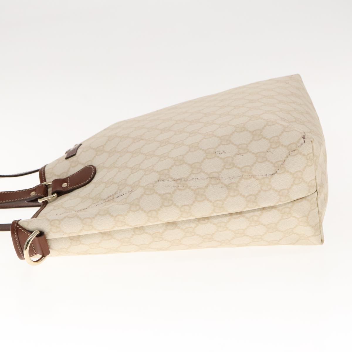 GUCCI GG Supreme Tote Bag PVC Leather Gold White 189896 Auth 94448
