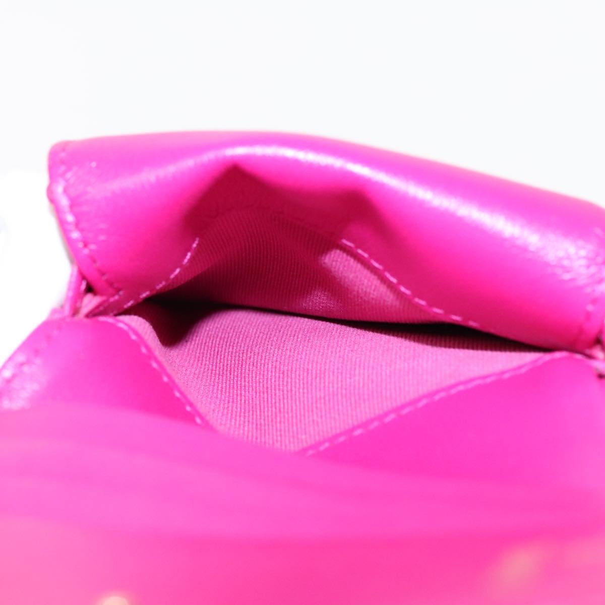 CHANEL Wallet Lamb Skin Pink Gold CC Auth 94678AM