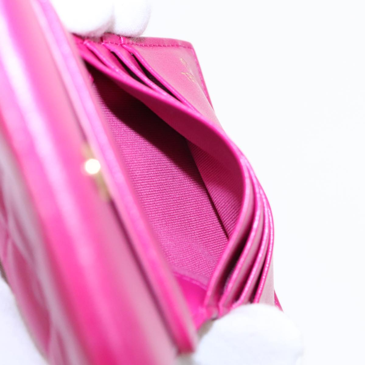 CHANEL Wallet Lamb Skin Pink Gold CC Auth 94678AM