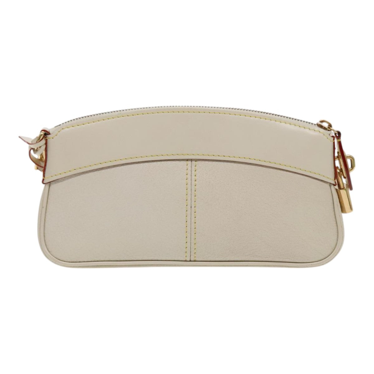 LOUIS VUITTON Suhari Lockit Clutch Bag Leather White M95629 LV Auth 94716V