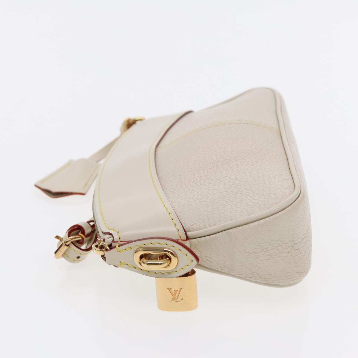 LOUIS VUITTON Suhari Lockit Clutch Bag Leather White M95629 LV Auth 94716V