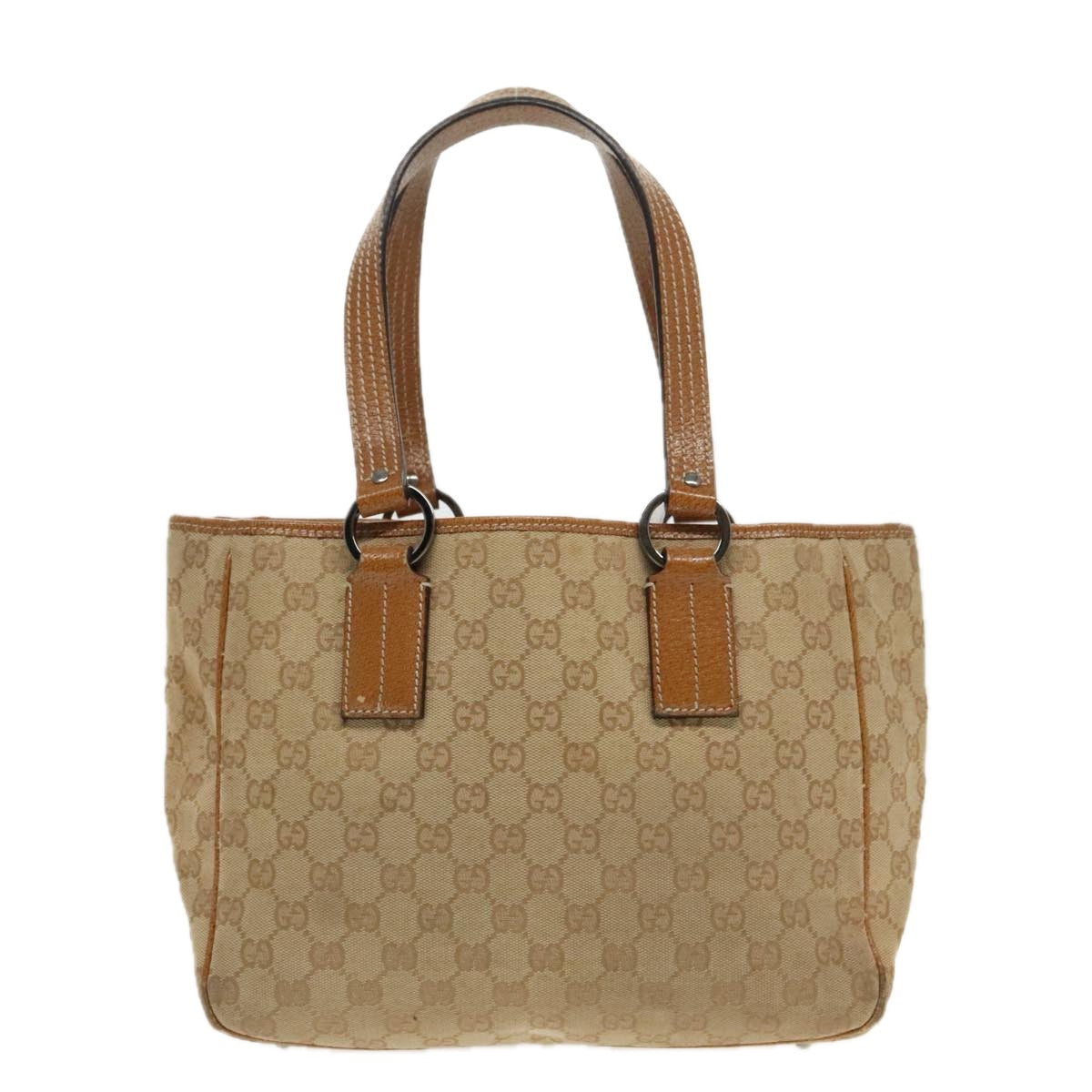 GUCCI GG Canvas Hand Bag Brown Silver 113019 3444 Auth 94718