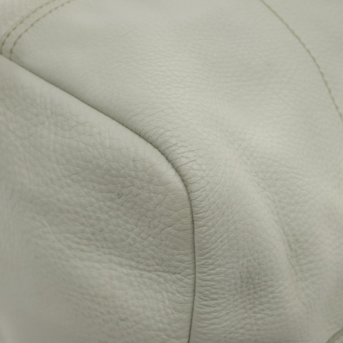 PRADA Hand Bag Leather White Silver Auth 94774
