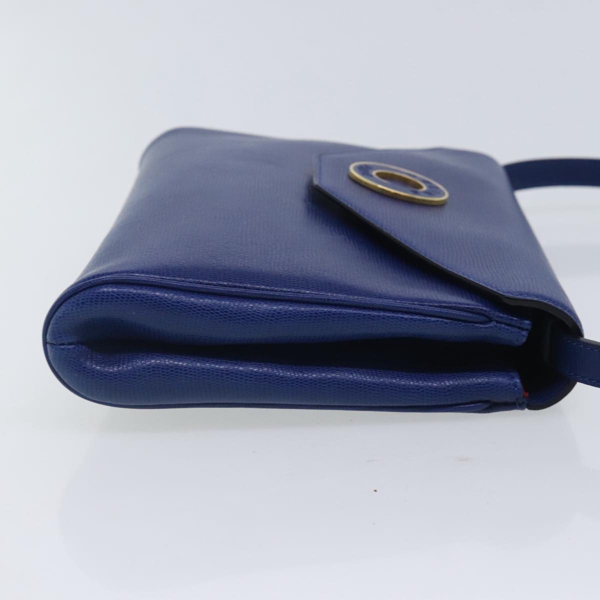 CELINE Shoulder Bag Leather Blue Gold Auth 94799V