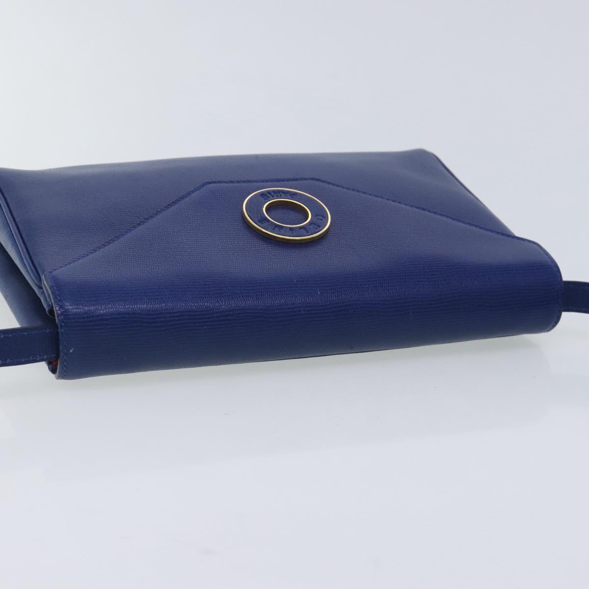 CELINE Shoulder Bag Leather Blue Gold Auth 94799V