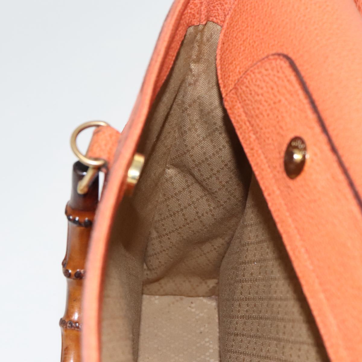 GUCCI Bamboo Hand Bag Suede 2way Orange Gold 002 123 0322 Auth 94808