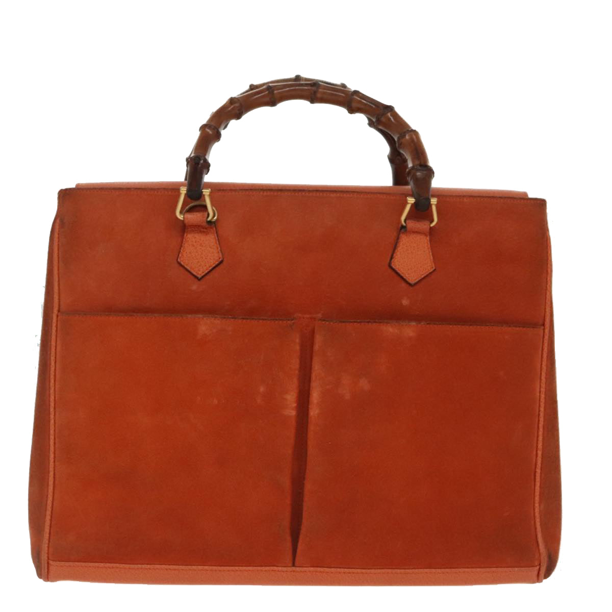 GUCCI Bamboo Hand Bag Suede 2way Orange Gold 002 123 0322 Auth 94808