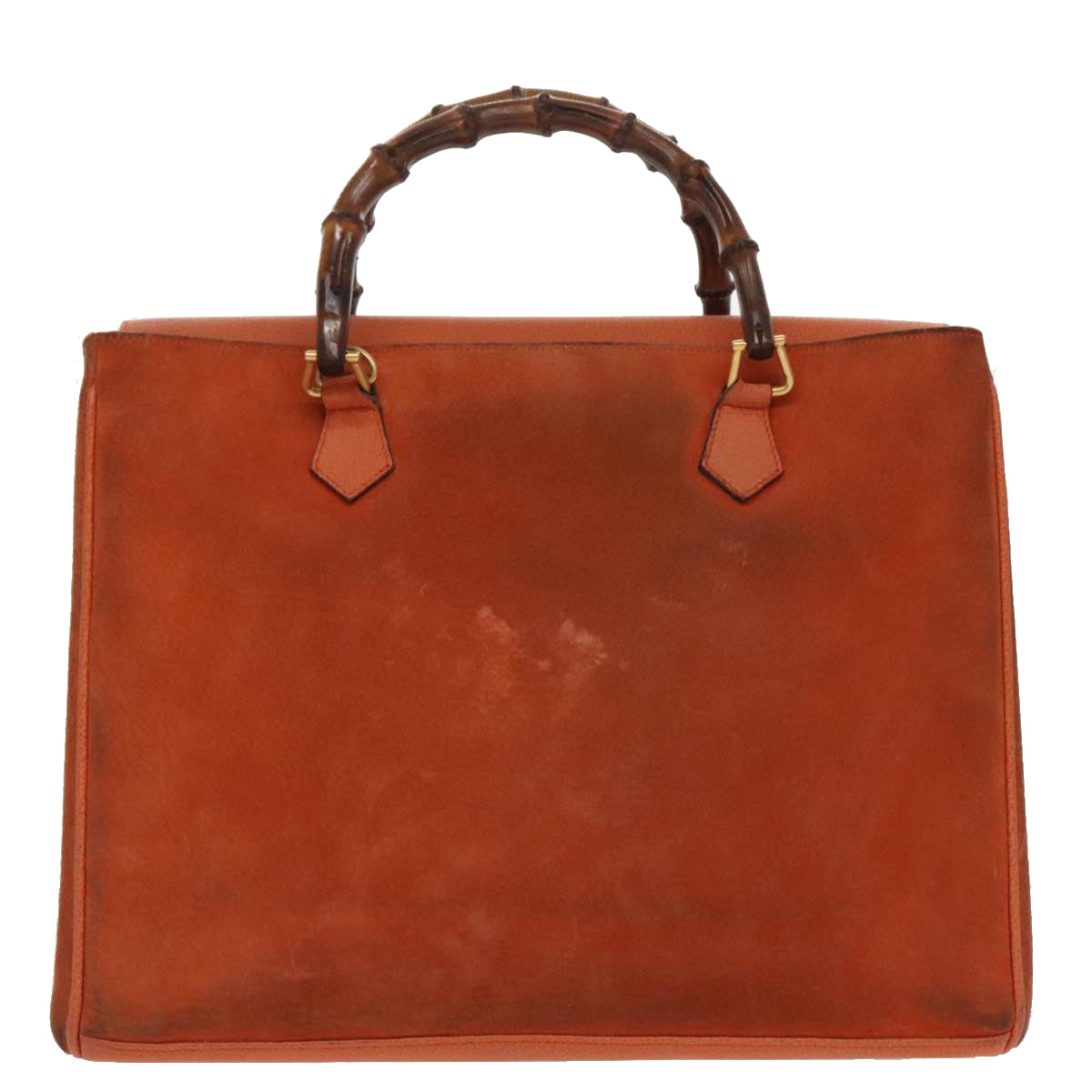 GUCCI Bamboo Hand Bag Suede 2way Orange Gold 002 123 0322 Auth 94808