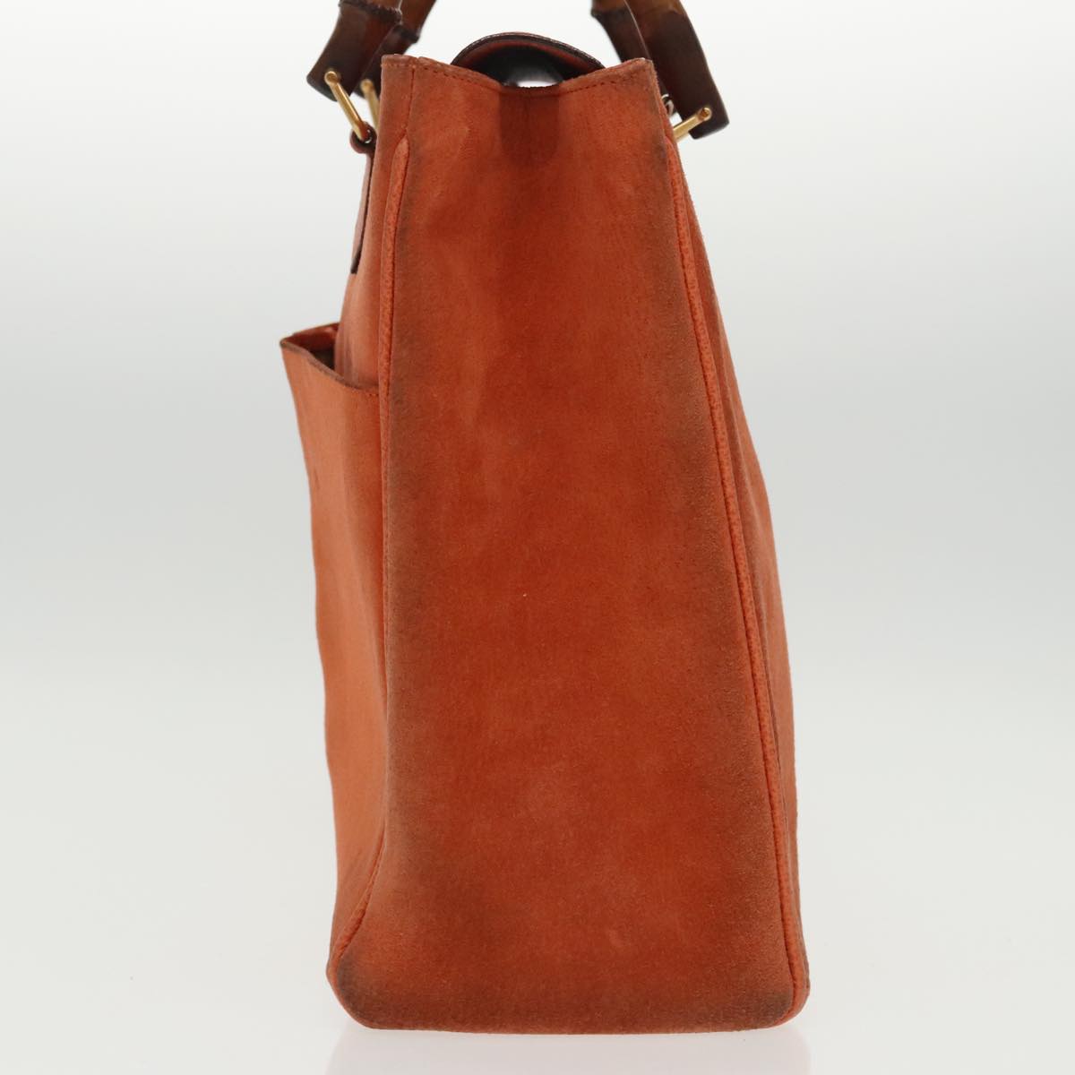 GUCCI Bamboo Hand Bag Suede 2way Orange Gold 002 123 0322 Auth 94808
