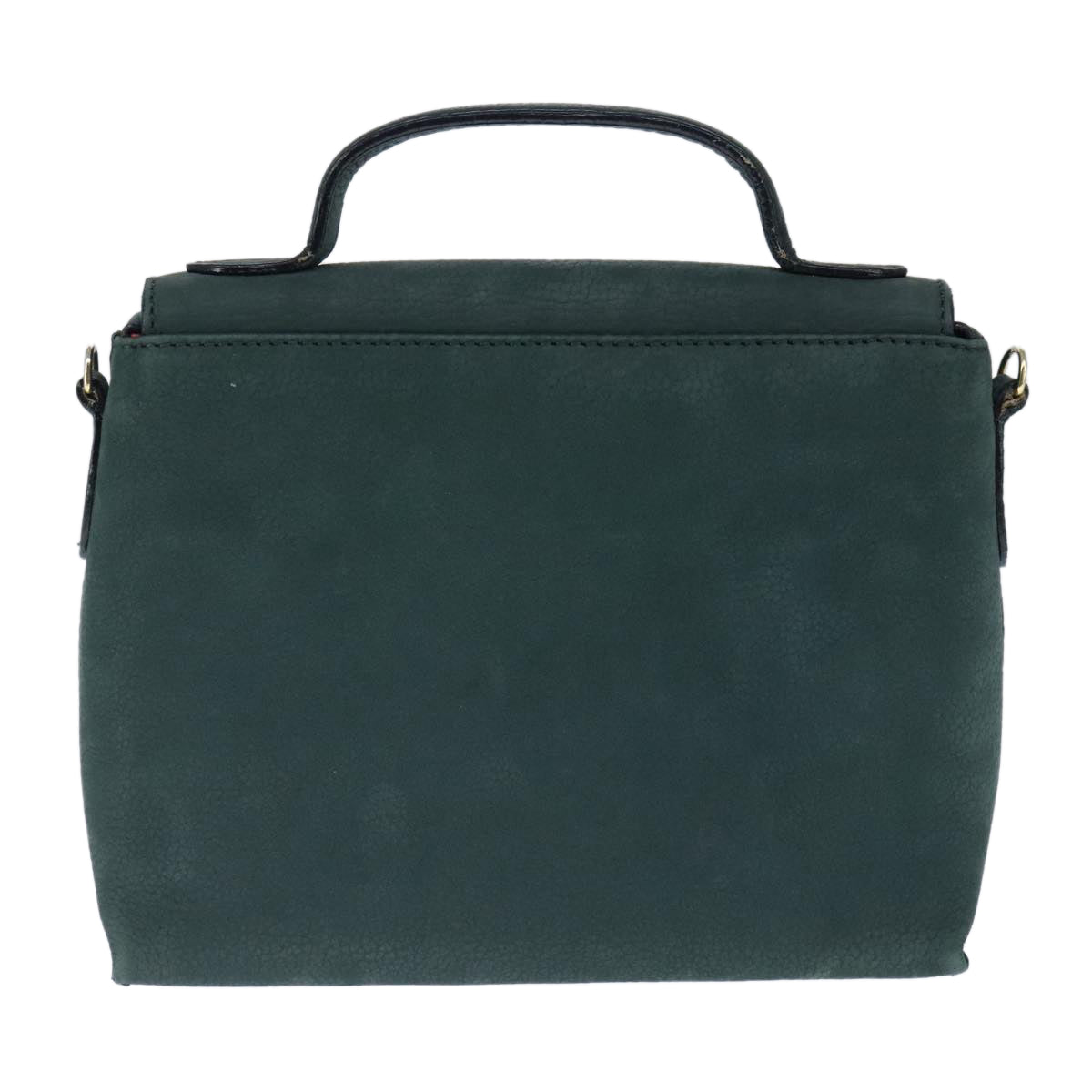 CELINE Hand Bag Leather 2way Green Gold Auth 94979