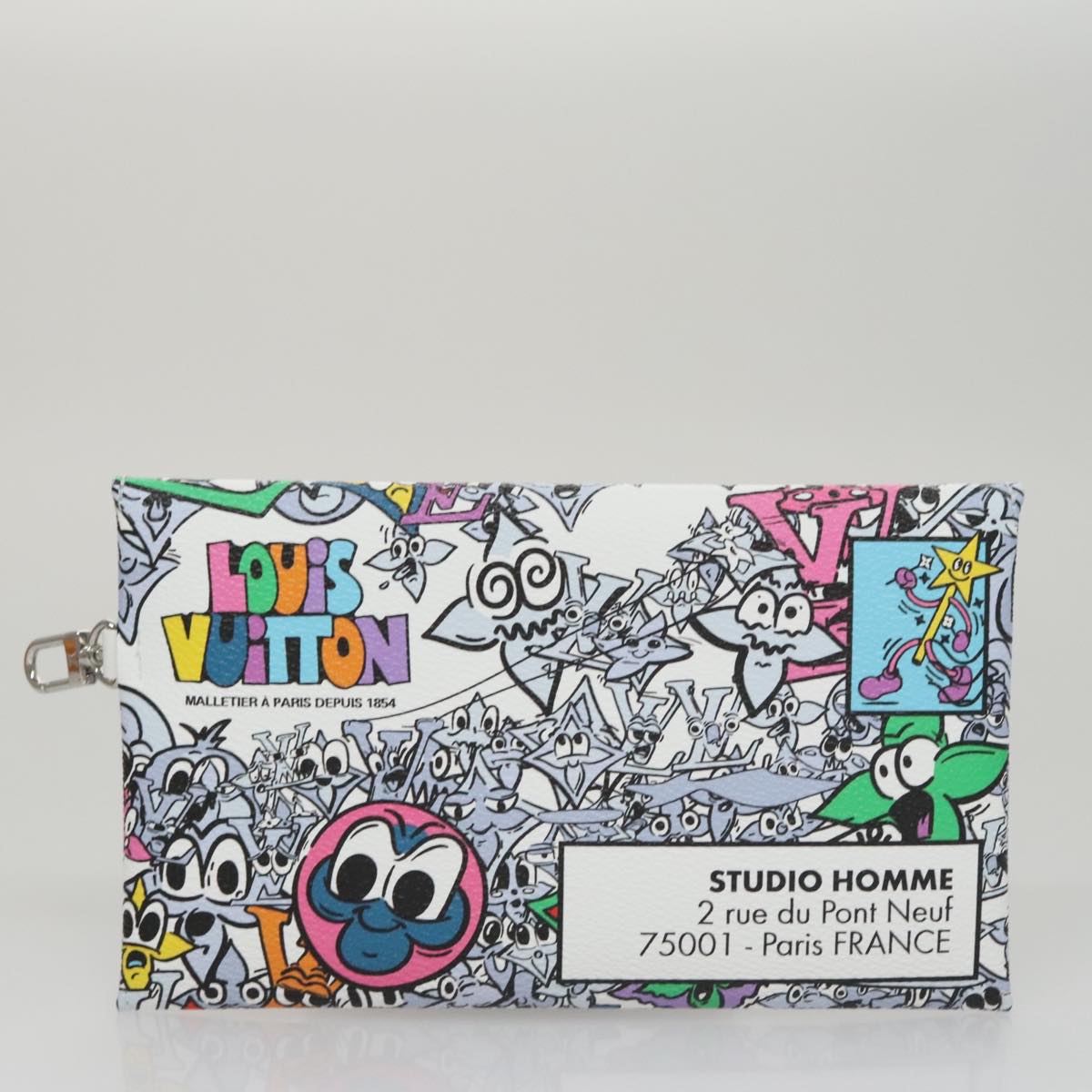 LOUIS VUITTON Monogram Comics Trio Amberop Clutch Bag White M82014 Auth 95129S