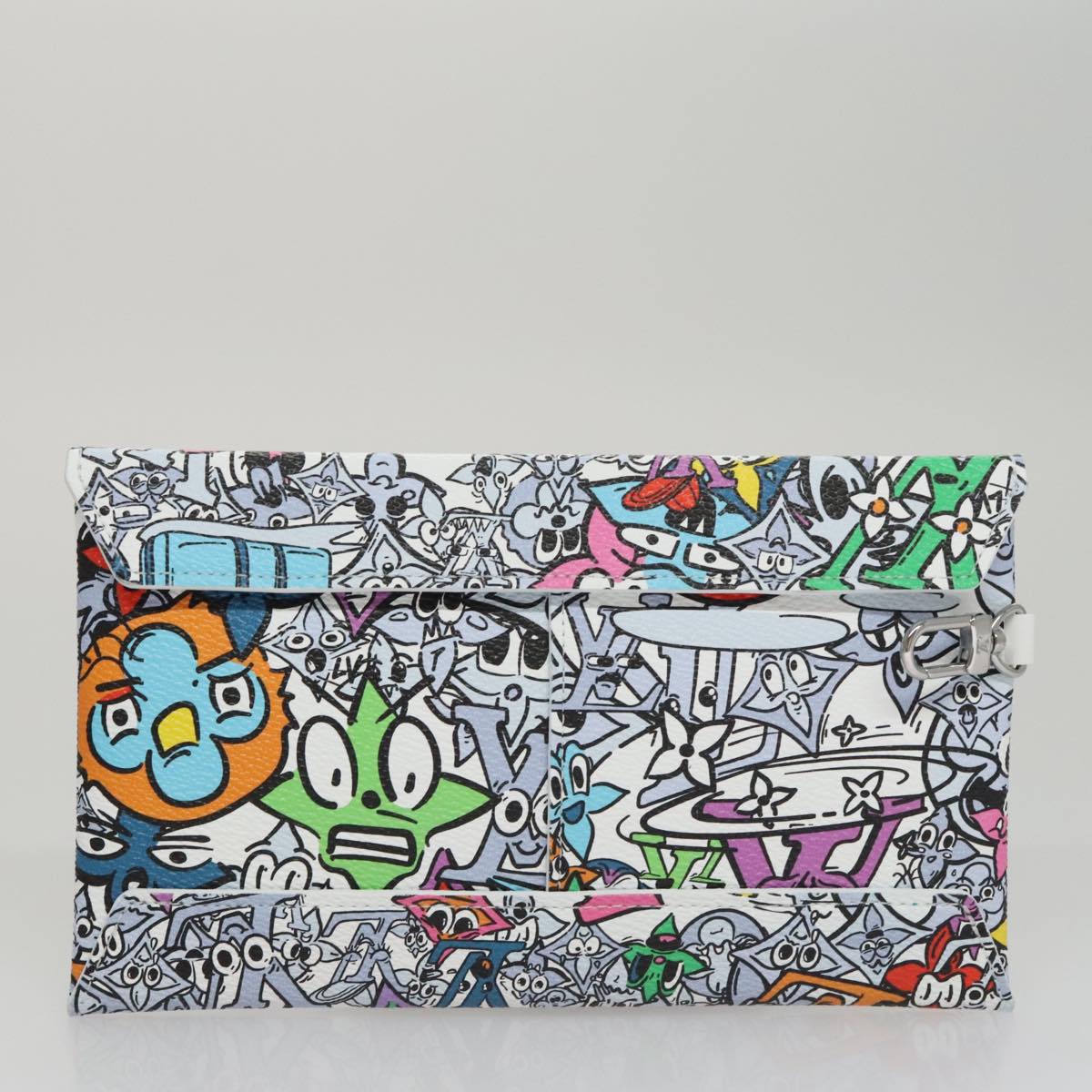LOUIS VUITTON Monogram Comics Trio Amberop Clutch Bag White M82014 Auth 95129S