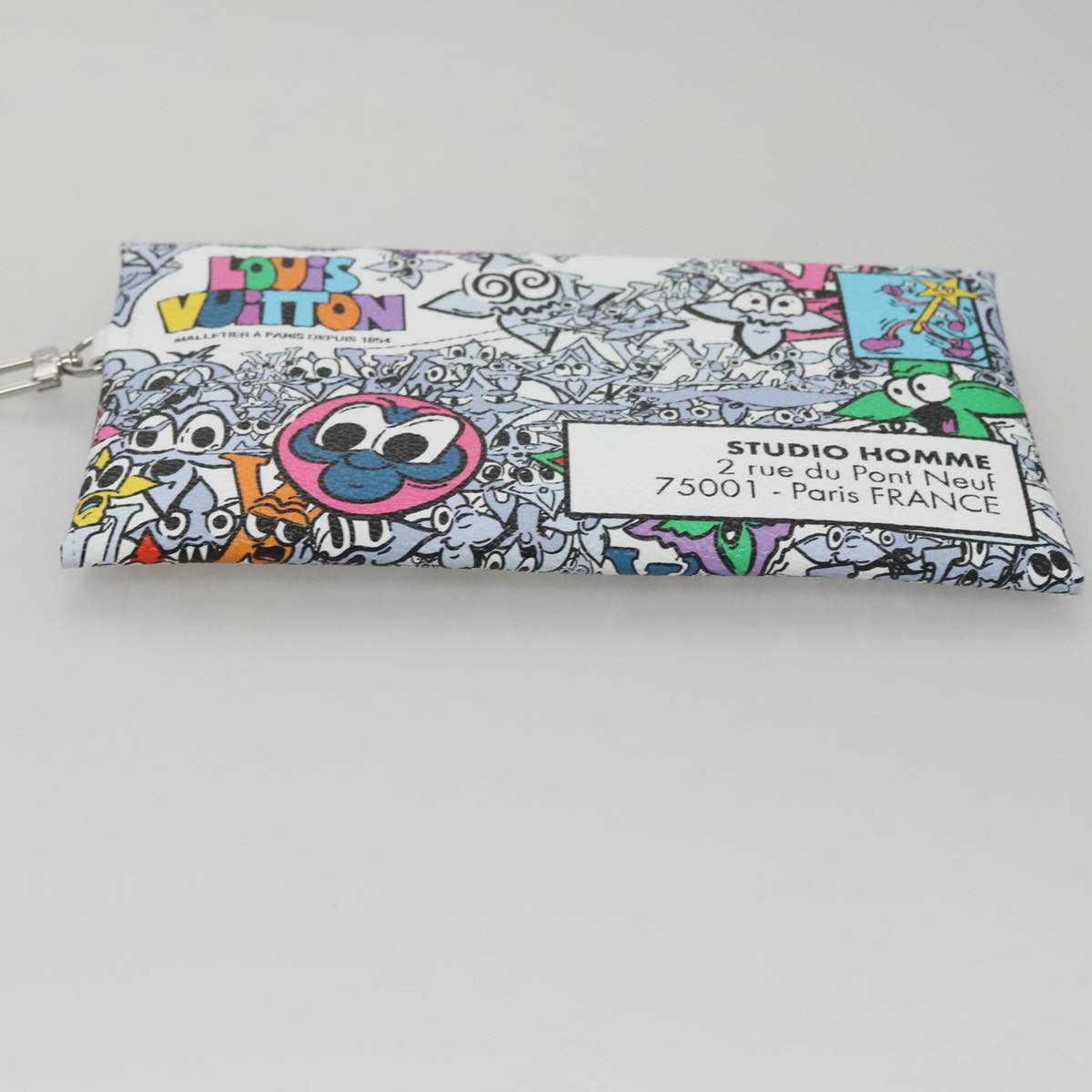 LOUIS VUITTON Monogram Comics Trio Amberop Clutch Bag White M82014 Auth 95129S