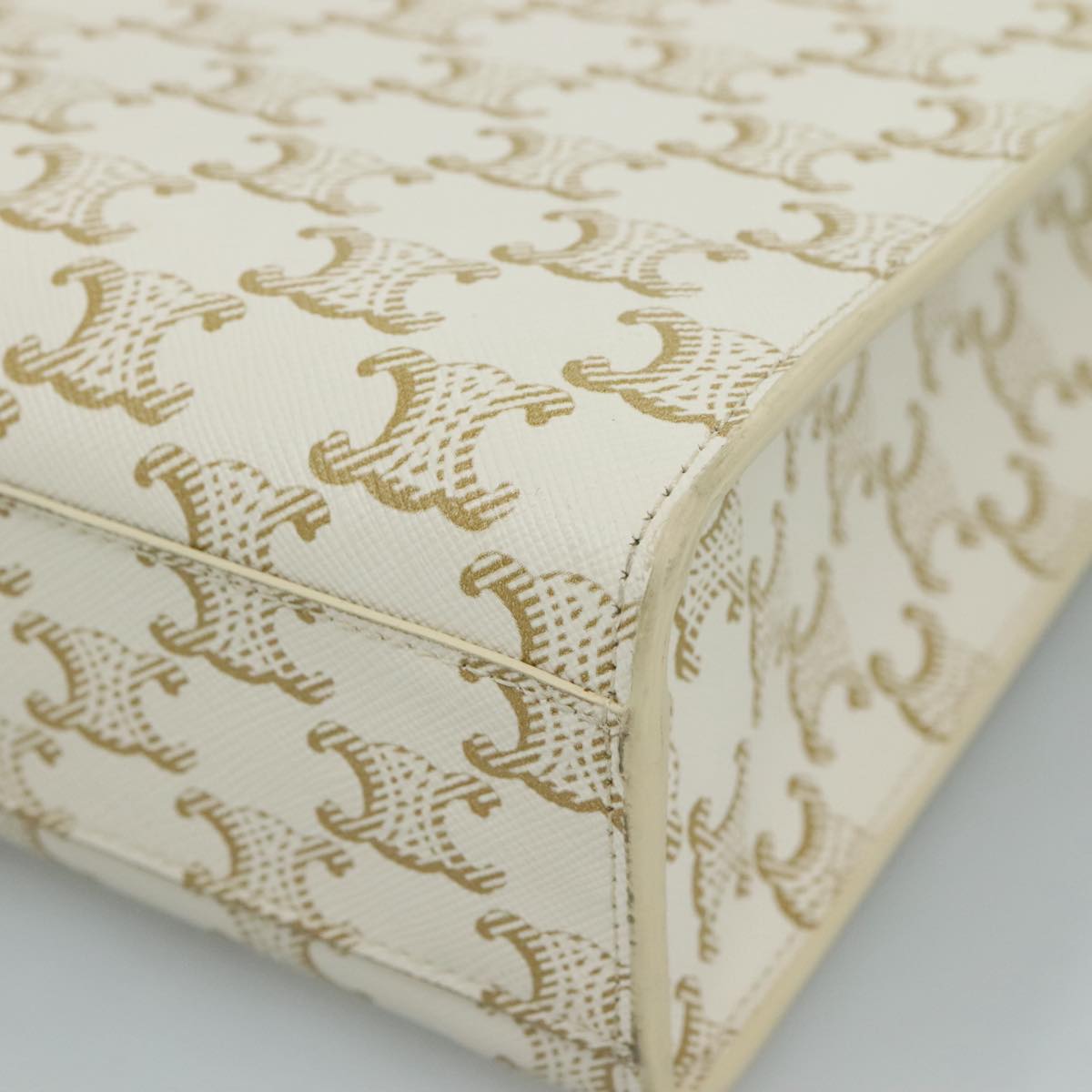 CELINE Triomphe Small Vertical Cabas Tote Bag PVC Leather 2way White Auth 95139SM