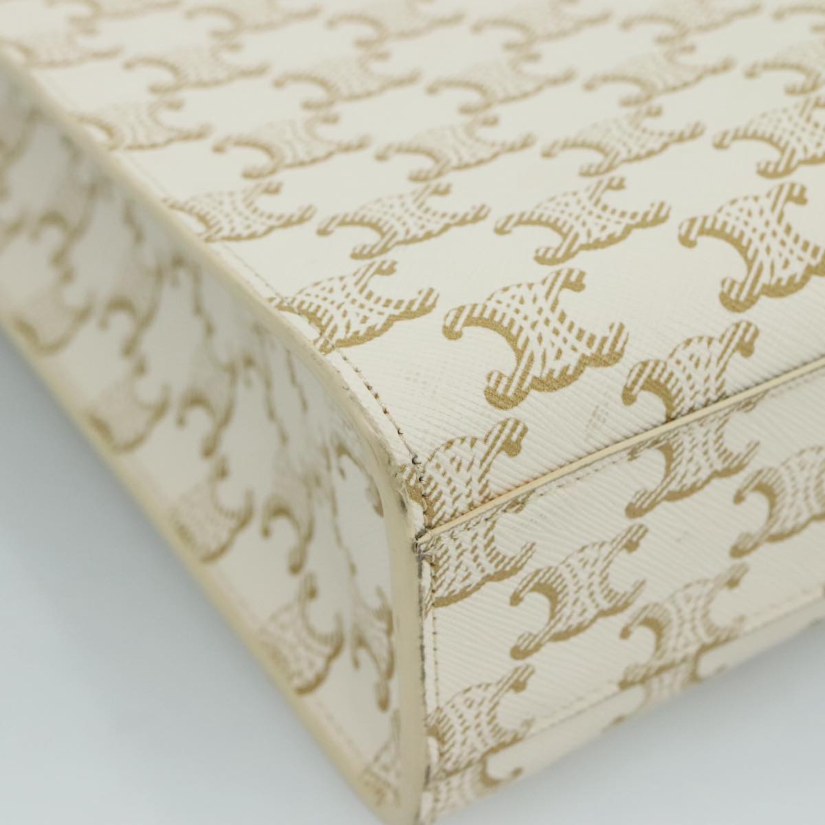 CELINE Triomphe Small Vertical Cabas Tote Bag PVC Leather 2way White Auth 95139SM