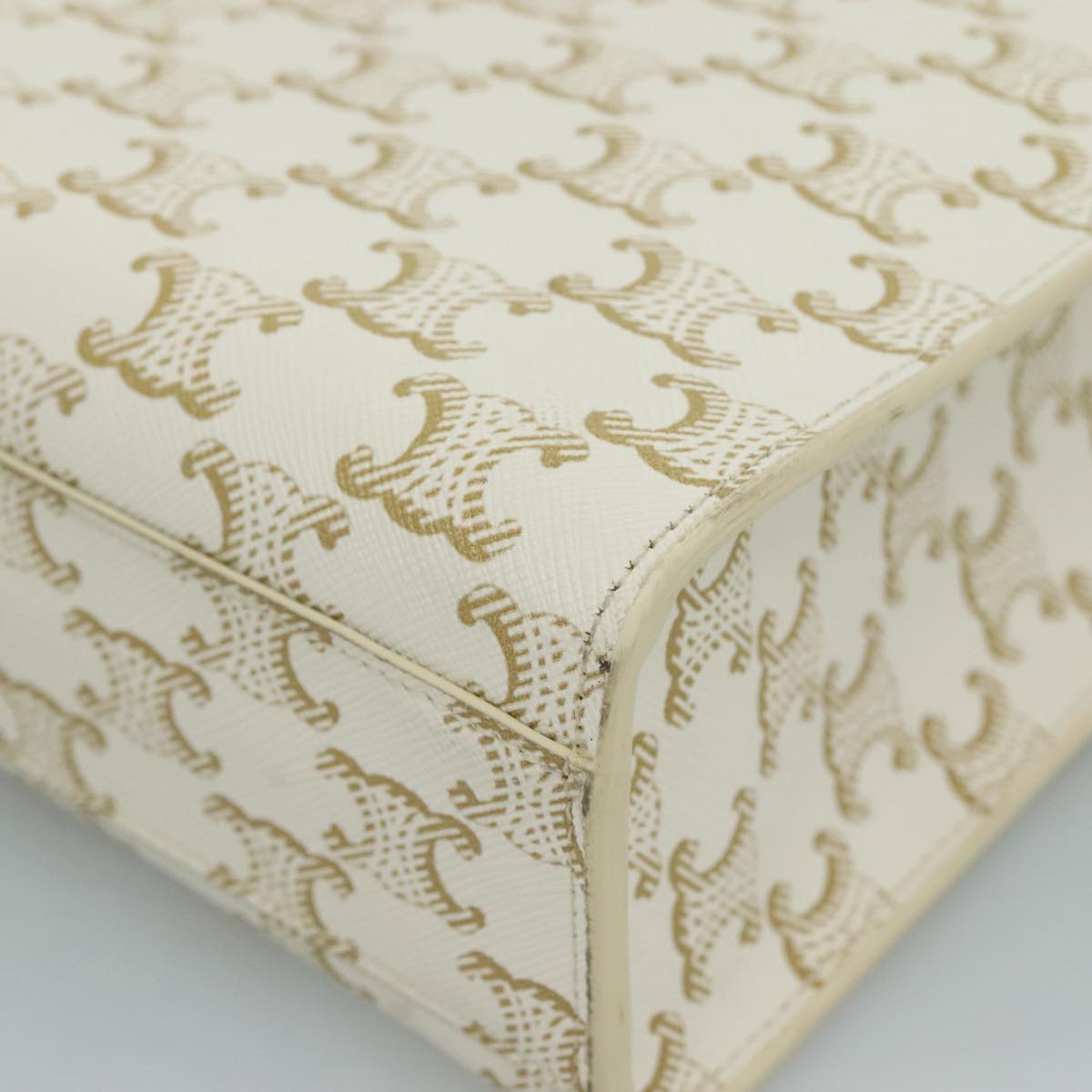 CELINE Triomphe Small Vertical Cabas Tote Bag PVC Leather 2way White Auth 95139SM